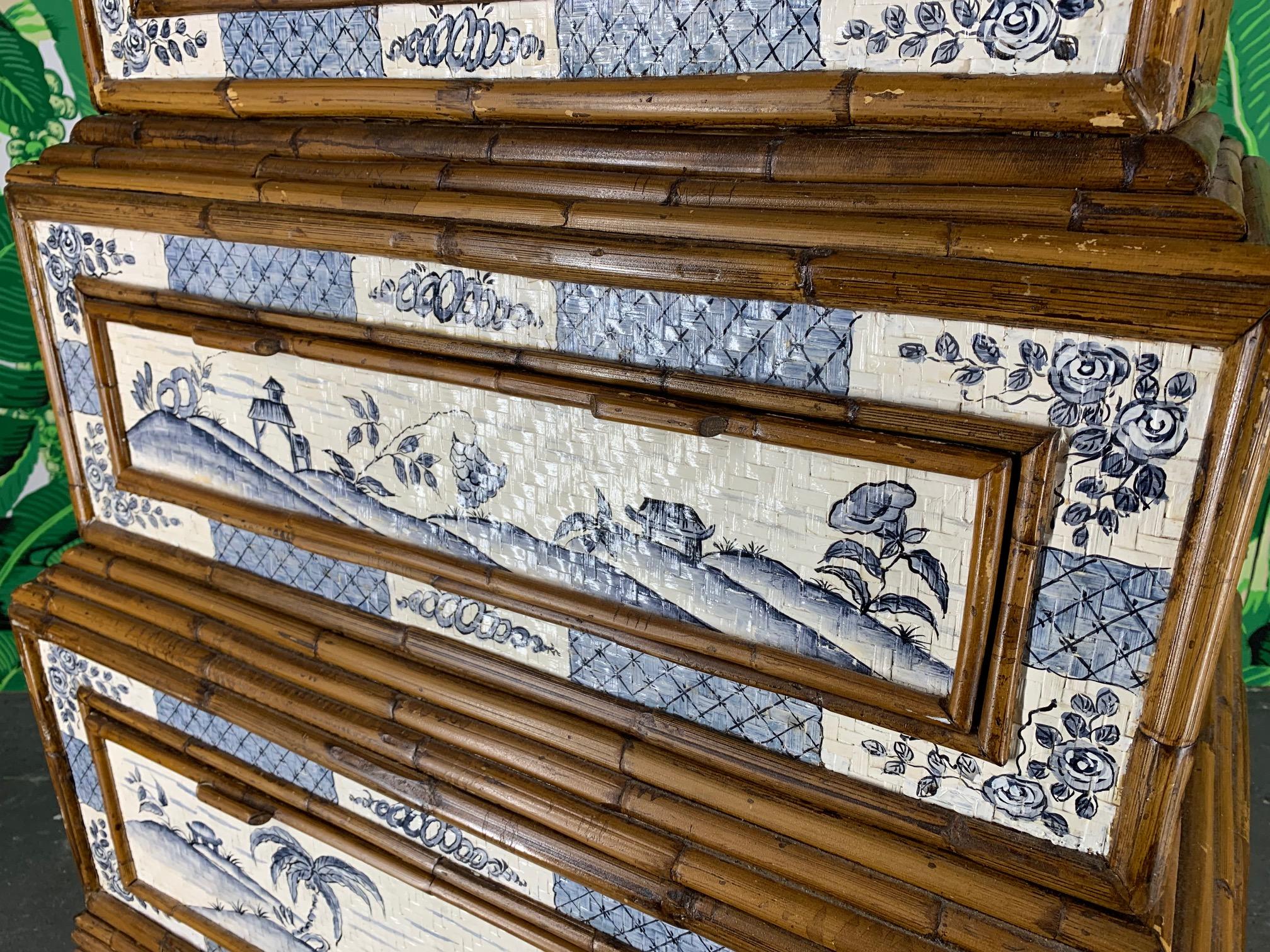 Stacked Rattan Asian Chinoiserie Dresser 2