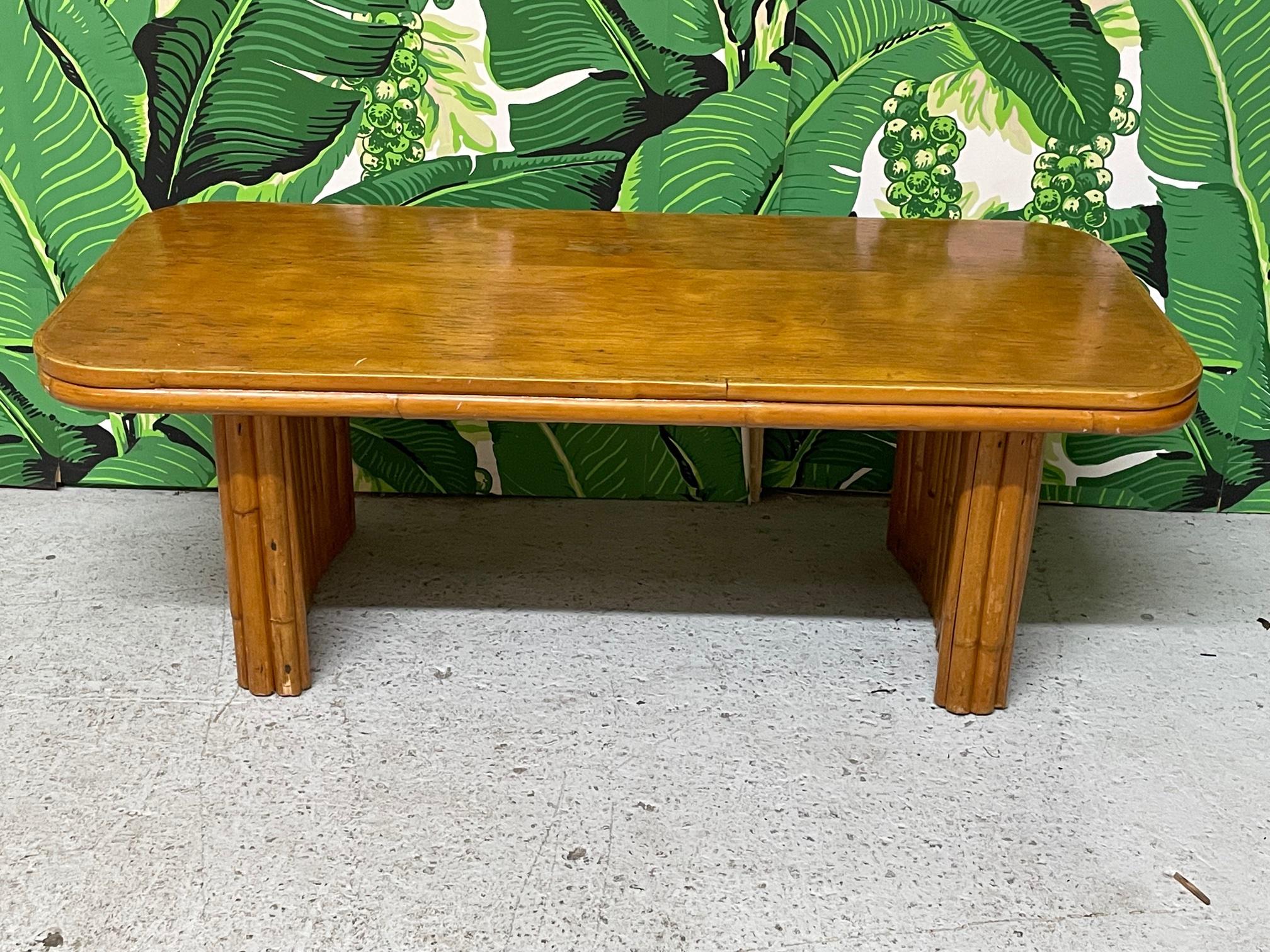 20th Century Stacked Rattan Coffee Table in the Manner of Paul Frankl For Sale