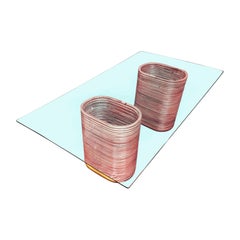 Table de salle à manger en rotin empilé avec plateau en verre rectangulaire