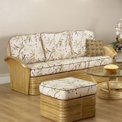 Stacked Rattan Fan Arm "Hawaii" 5 Piece Set Rattan Living Room Set