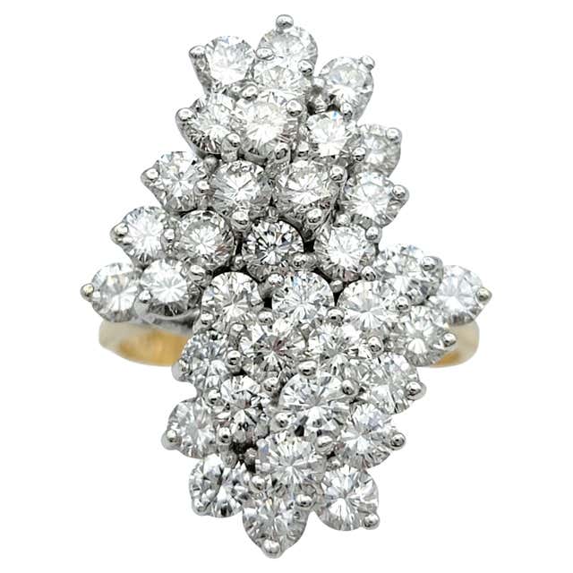 Large Pear Shaped Multi Diamond Cluster Cocktail Ring in Two-Tone 14 ...