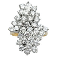 Stacked Round Diamond Vertical Cluster Style Cocktail Ring in 14 Karat Gold