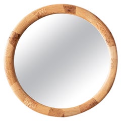 STACKED Round Wooden Mirror by Richard Haining, made of Oak, Available Now
