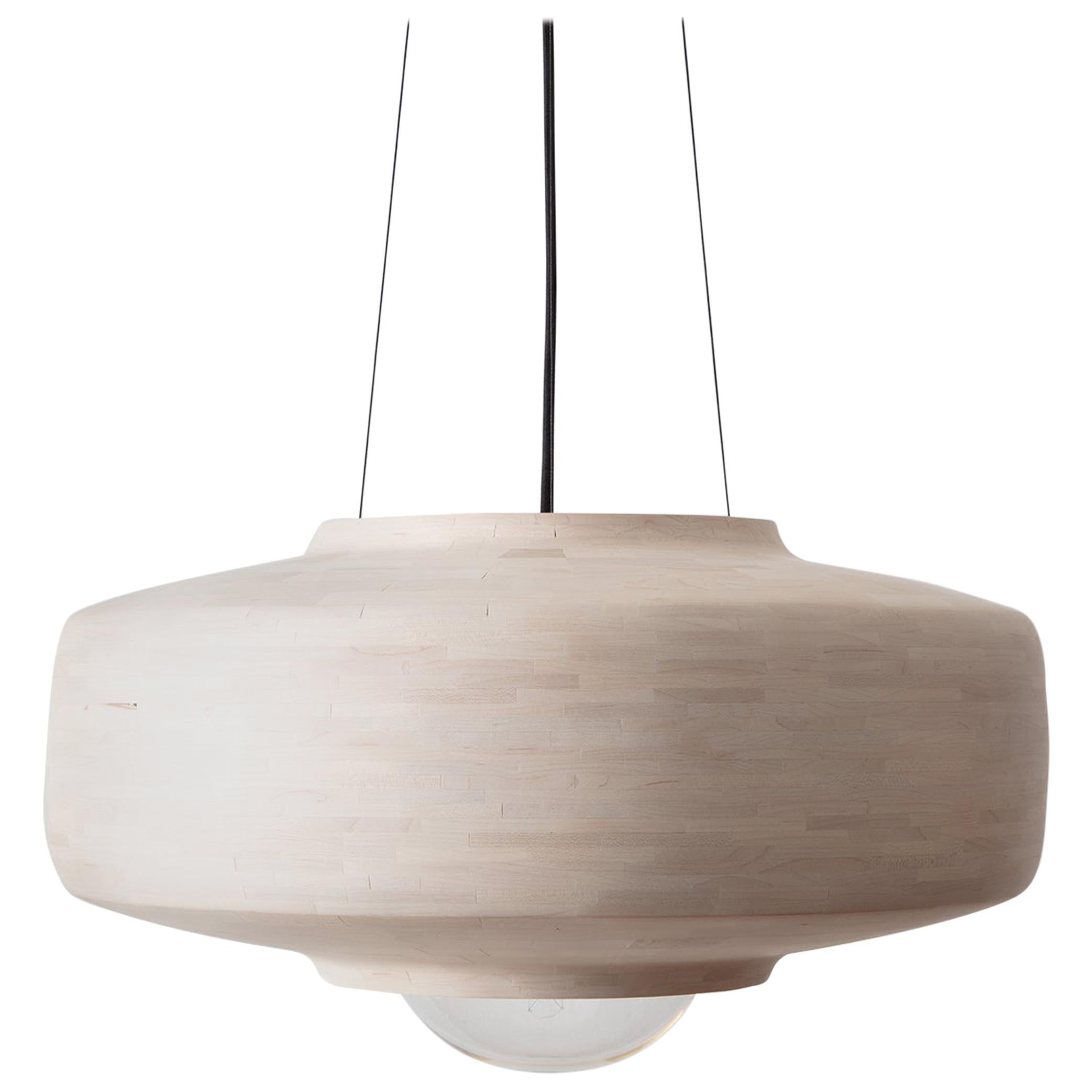 STACKED Illuminated Saucer Sculpture, Customizable, Shown in Bone White Maple For Sale