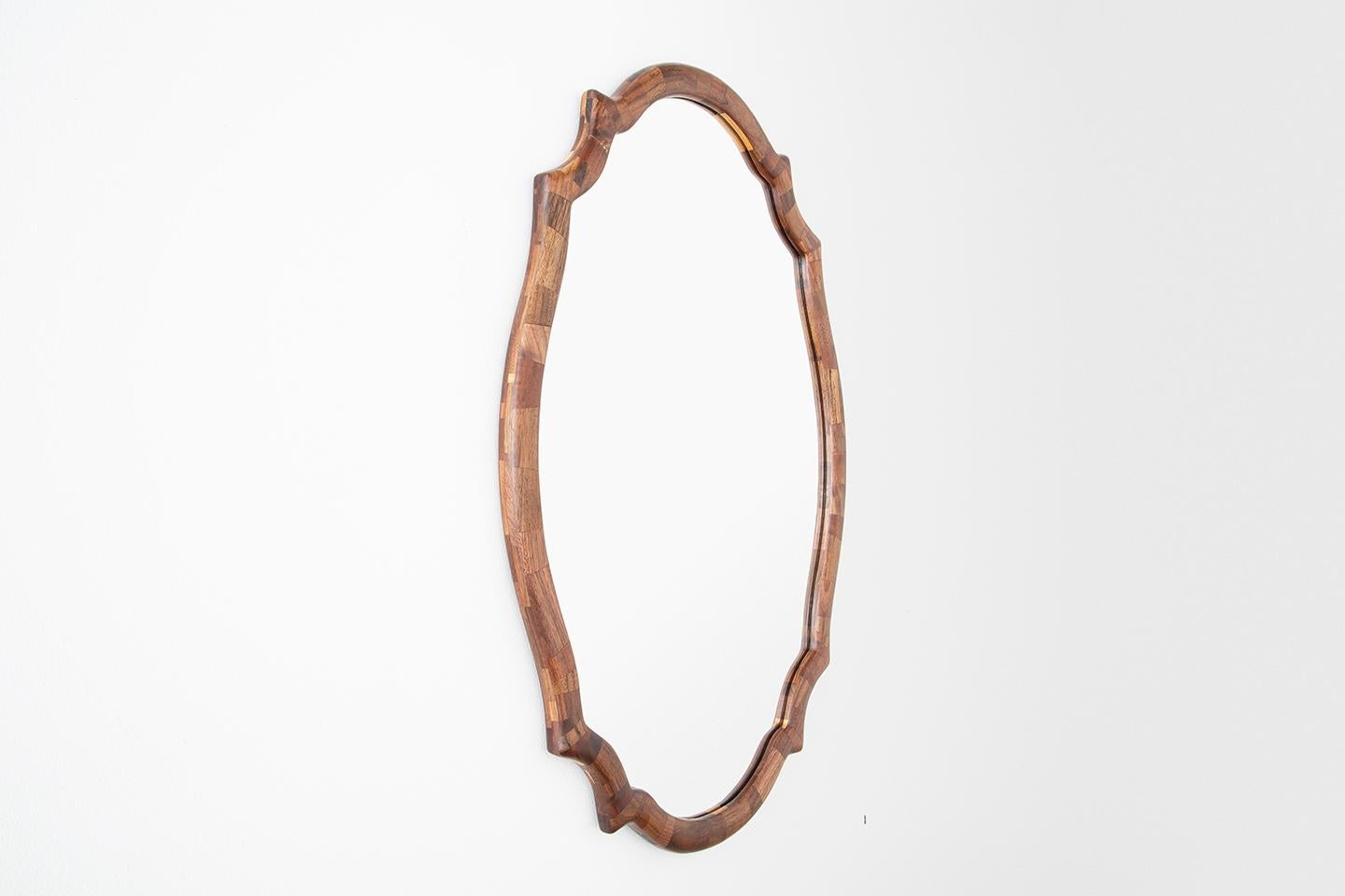 wood scalloped mirror