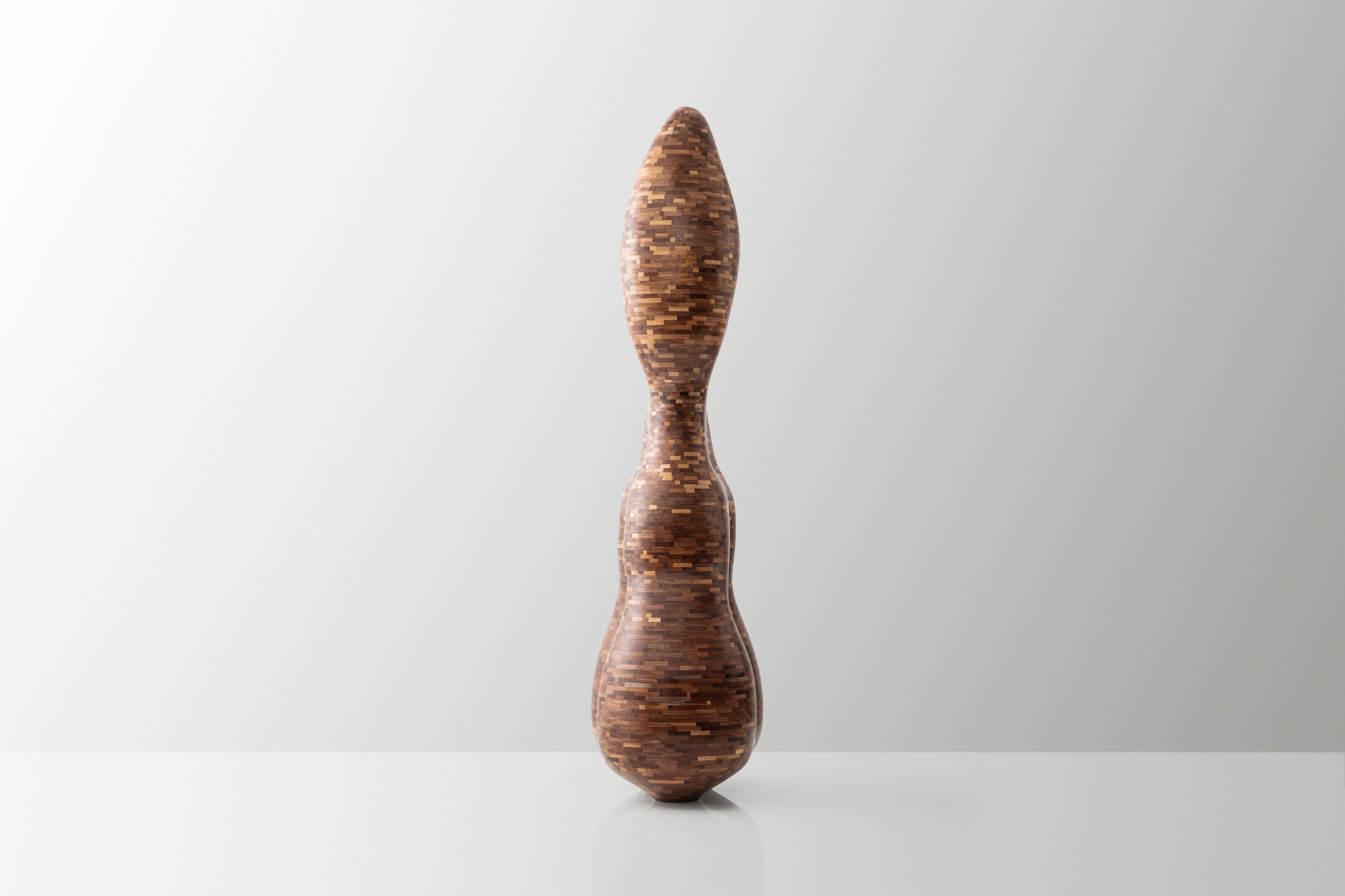Turned STACKED Sculpture No 5. Made of Salvaged Walnut by Richard Haining Available Now For Sale