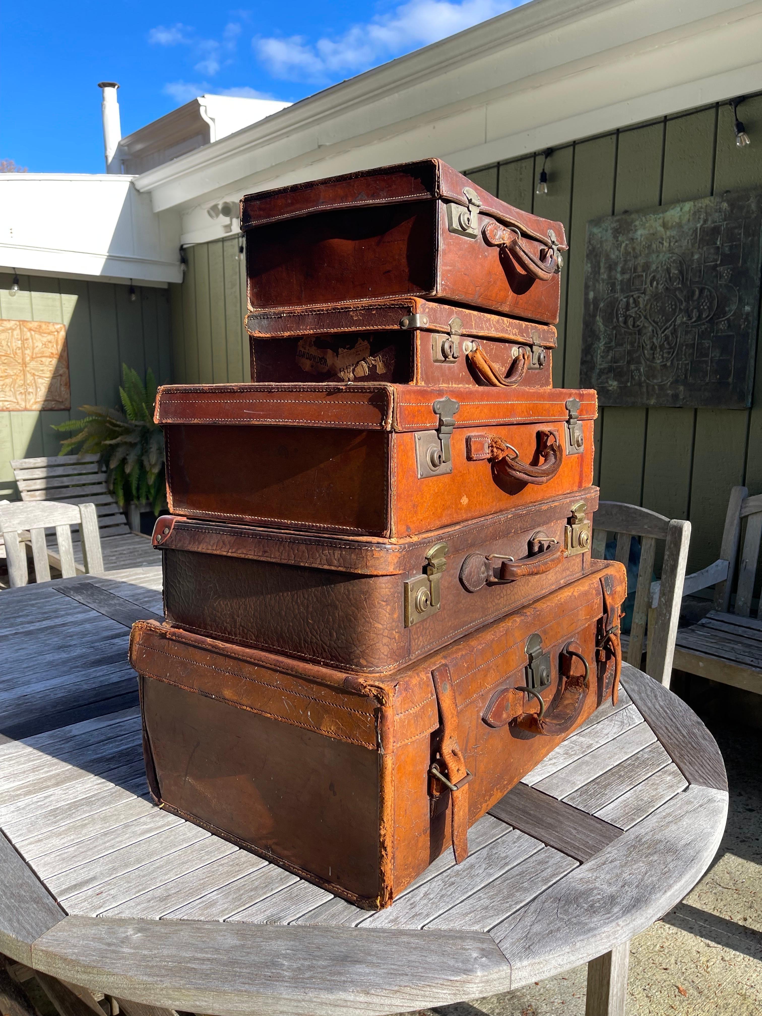 stacked vintage suitcases