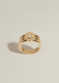 Stacked Signet Ring in Recycled 14K Yellow Gold & Diamond by J. Hannah
