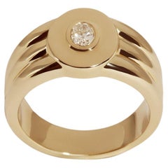 Stacked Signet Ring in Recycled 14K Yellow Gold & Diamond by J. Hannah
