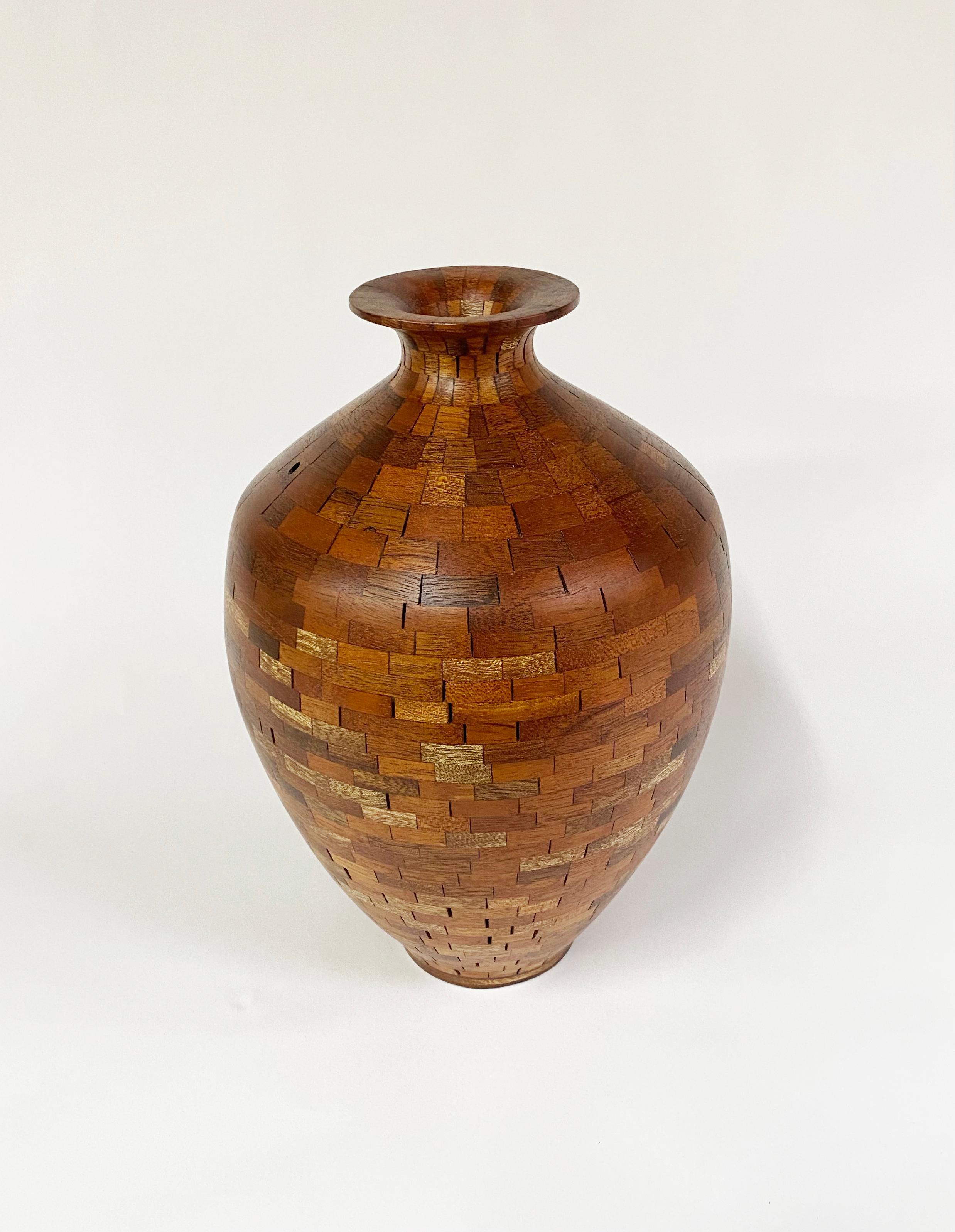 Hand-Crafted STACKED Small Mahogany Vessel, by Richard Haining, Available Now