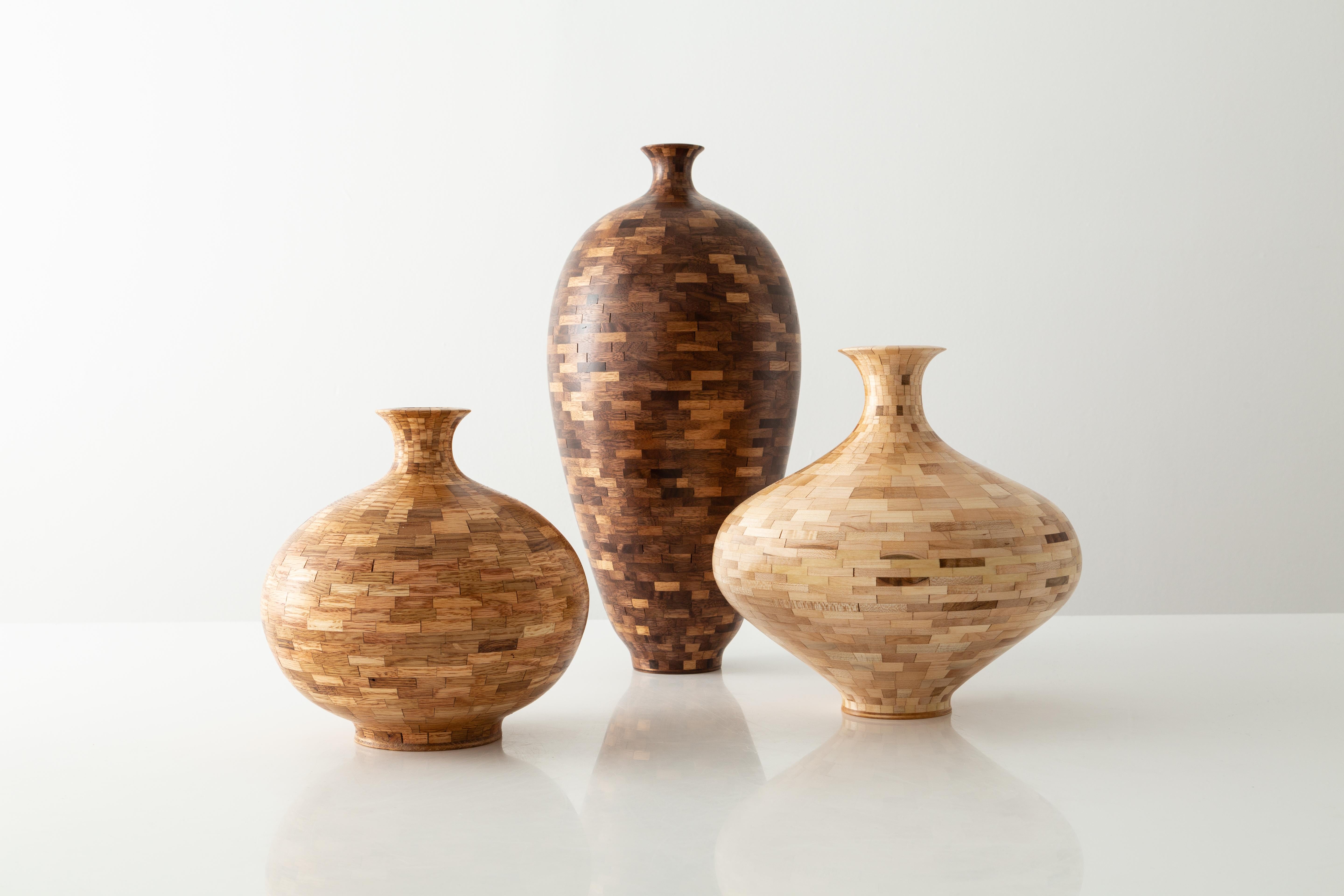 Hand-Woven STACKED Medium Walnut Vessel, by Richard Haining, Available Now