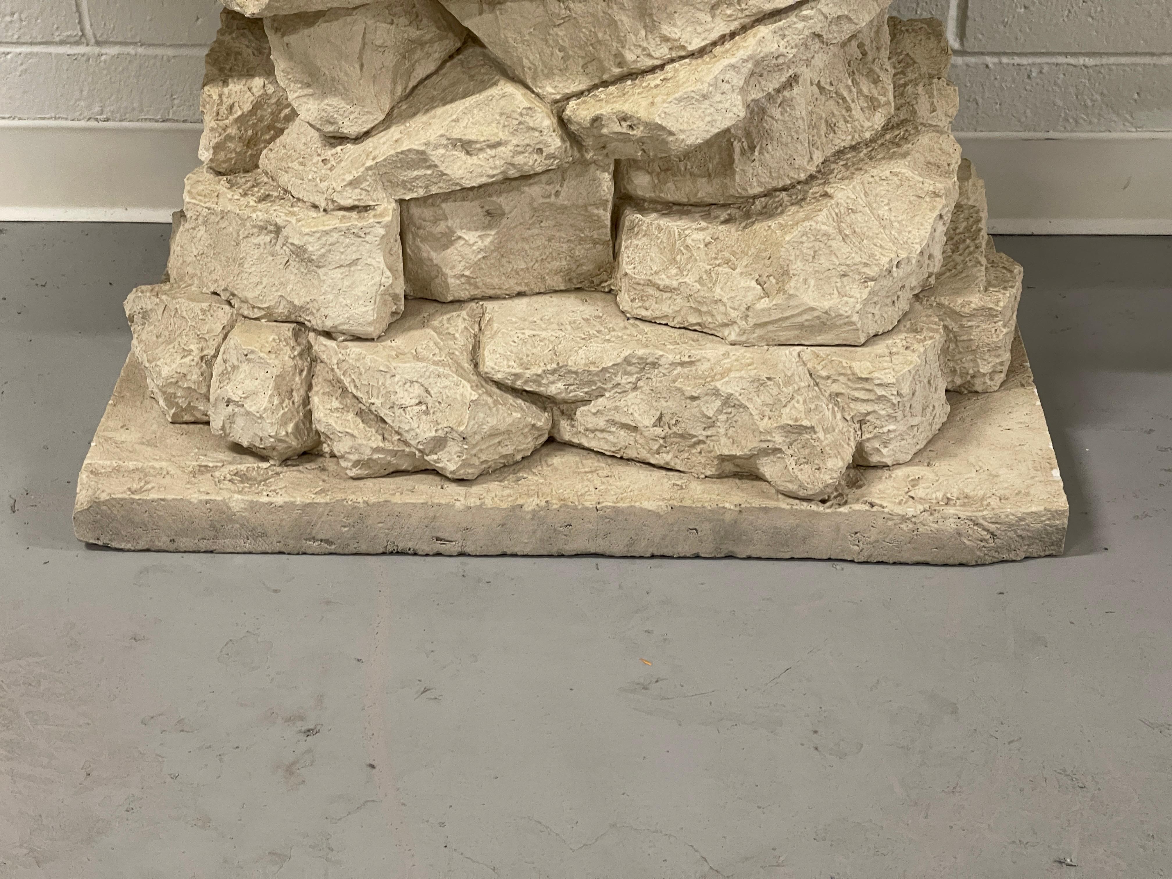 Hand-Crafted Stacked Stone Console For Sale