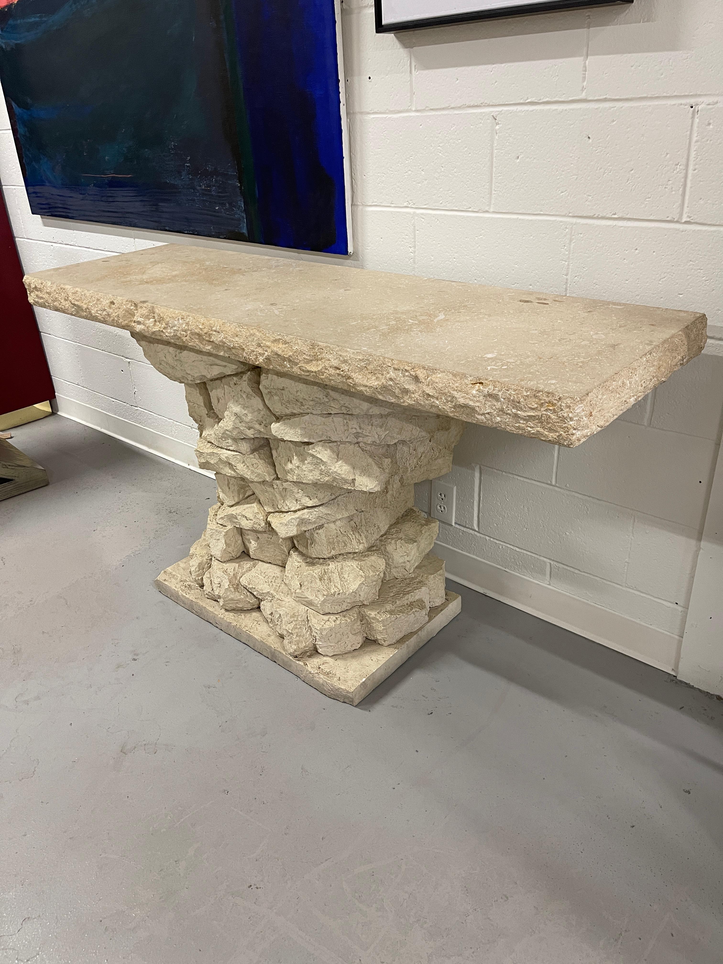 Stacked Stone Console For Sale 4