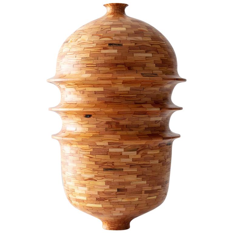 STACKED Triple Ring Vesse by Richard Haining, salvaged Heart Pine, Available Now