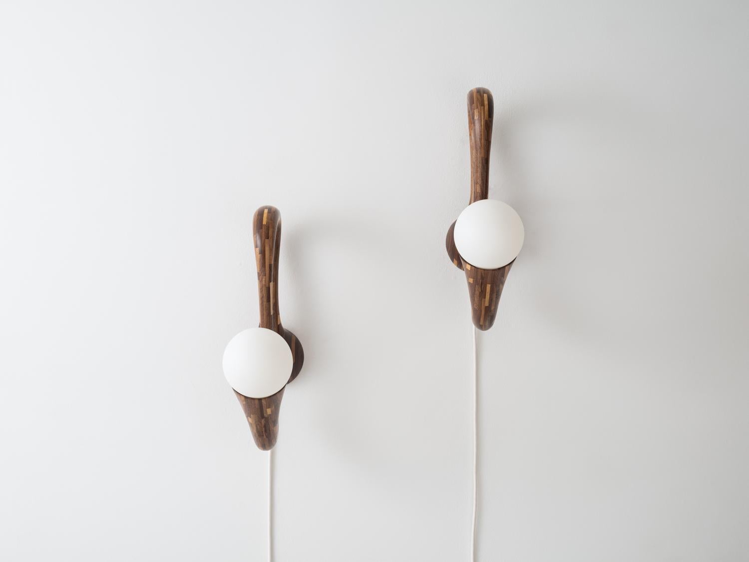 Modern STACKED Walnut Sconce No.1, by Richard Haining, PAIR is Available Now For Sale