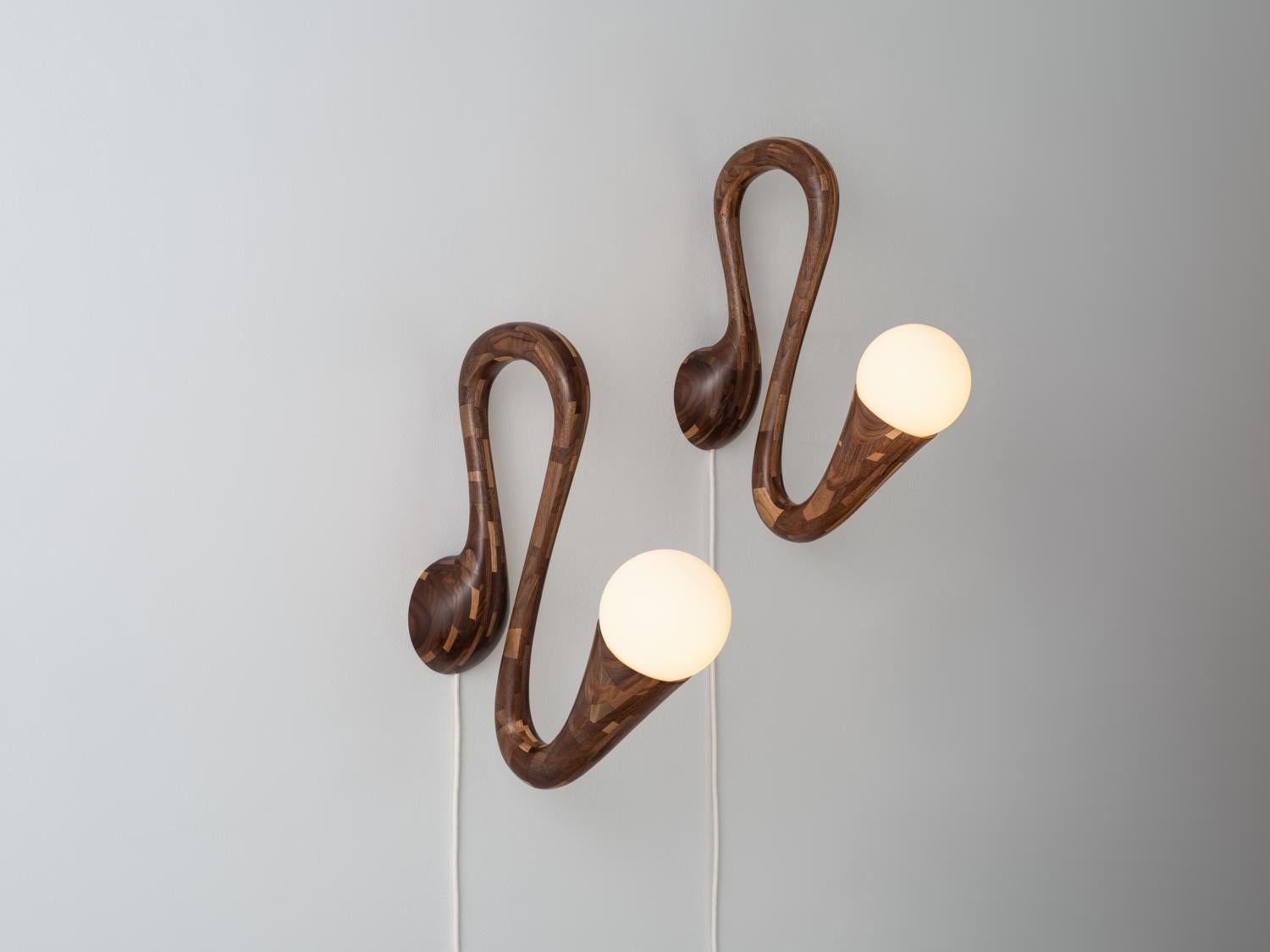 American STACKED Walnut Sconce No.1, by Richard Haining, PAIR is Available Now For Sale