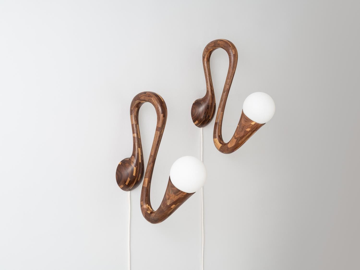 Blackened STACKED Walnut Sconce No.1, by Richard Haining, PAIR is Available Now For Sale