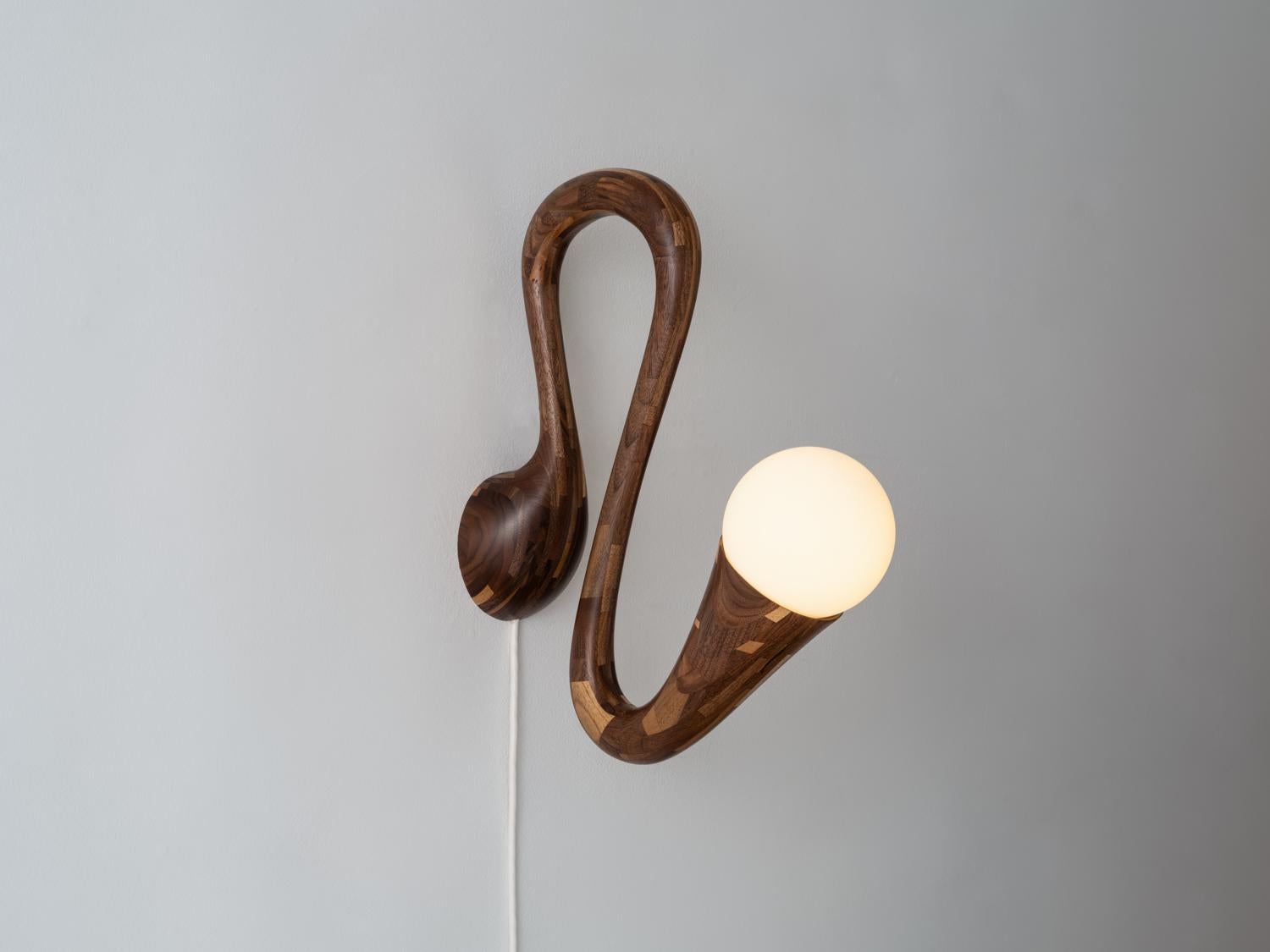 STACKED Walnut Sconce No.1, by Richard Haining, PAIR is Available Now In New Condition For Sale In Brooklyn, NY
