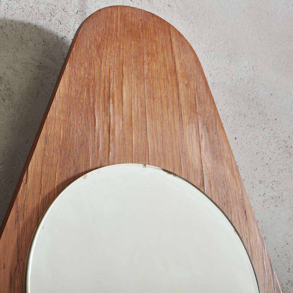Stacked Wood Frame Teardrop Mirror, Italy 1970s In Good Condition For Sale In Chicago, IL