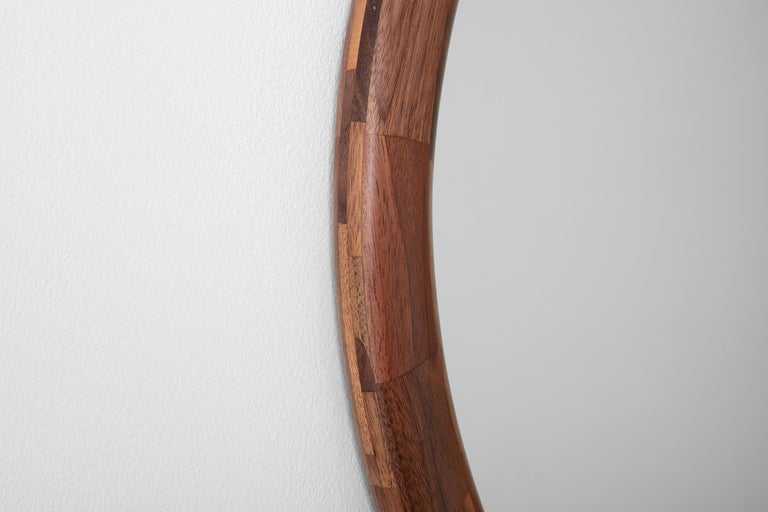 Customizable STACKED Wooden Oval Mirror by Richard Haining, shown in Walnut In New Condition For Sale In Brooklyn, NY