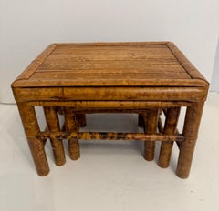 Stacking Bamboo Burnt Tortoise Plant Stands