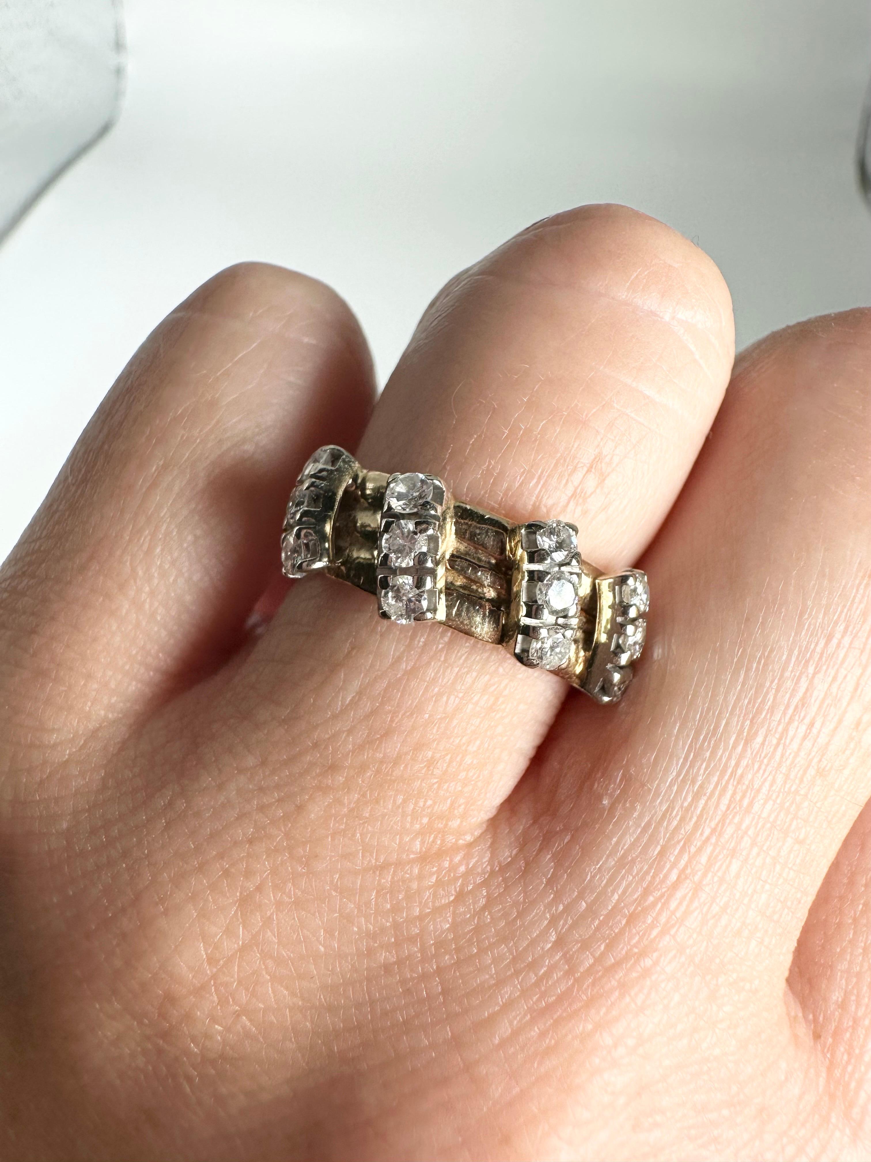 Stacking band wide diamond ring 14KT yellow gold 0.60ct diamond ring In Excellent Condition For Sale In Jupiter, FL