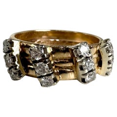 Anillo apilable ancho de diamantes 14KT oro amarillo 0.60ct anillo de diamantes