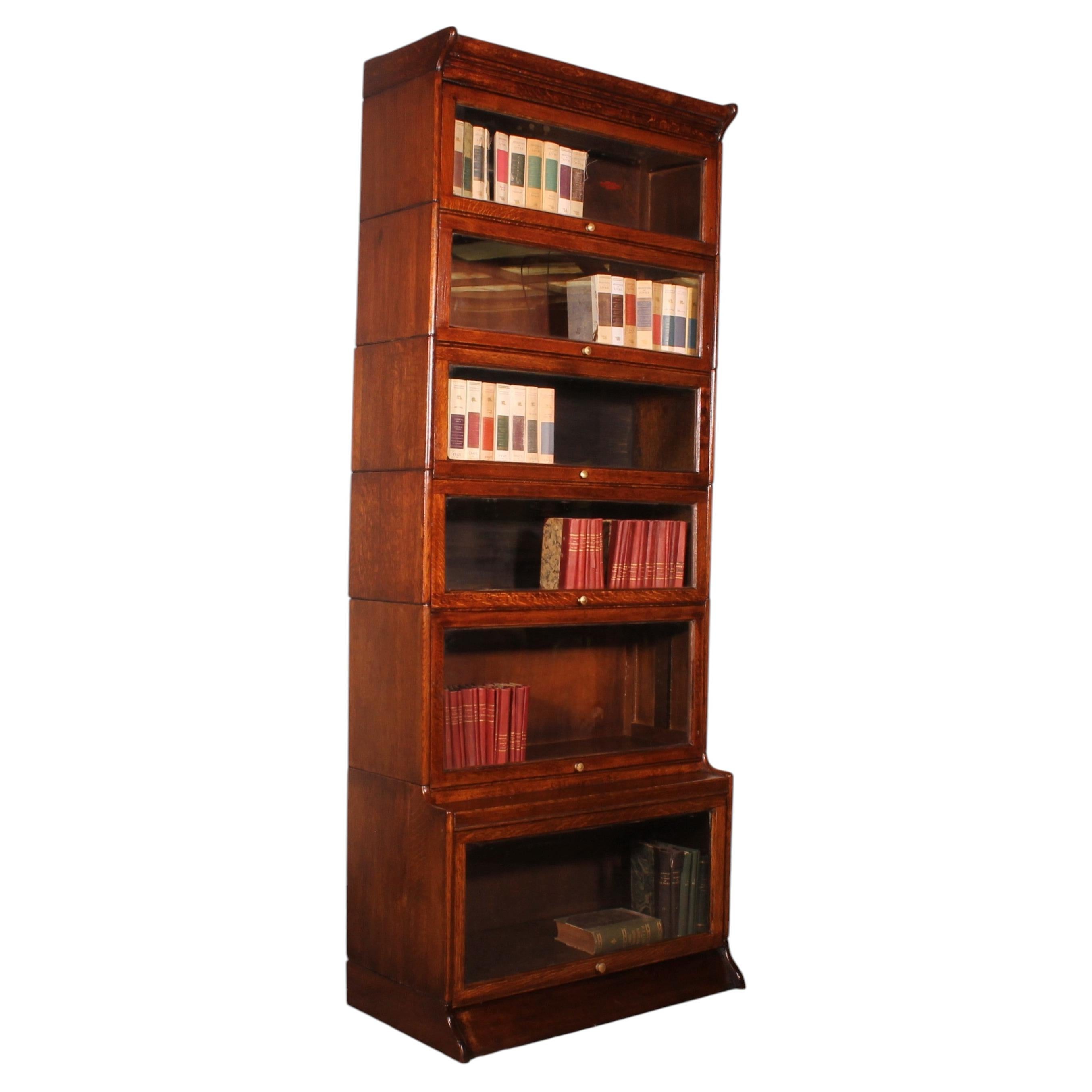 Stacking Bookcase In Oak Of 6 Elements With An Advanced Lower Part (height 2m19) For Sale