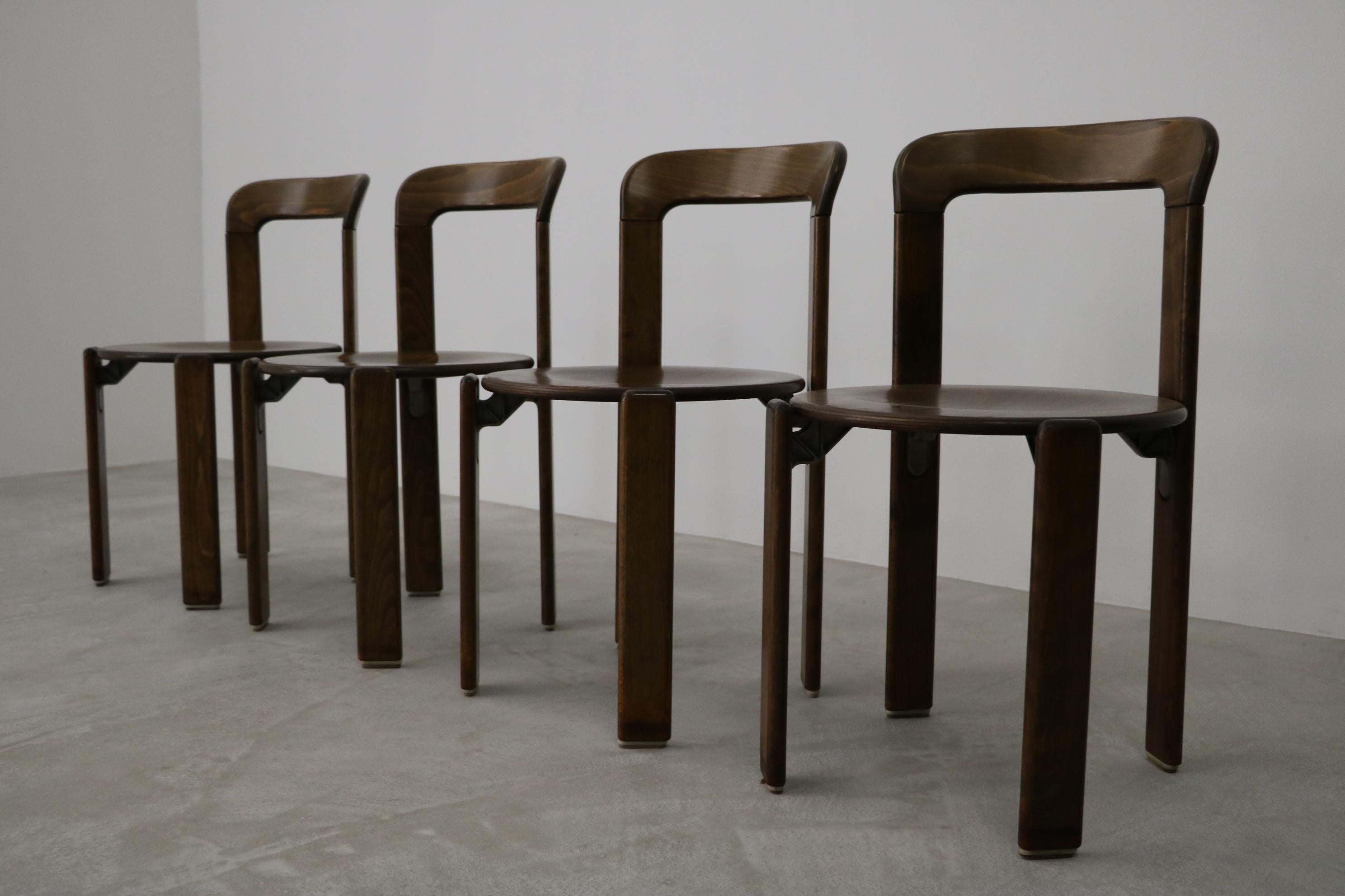 Swiss Stacking Chair Bruno Rey for Dietiker/Kusch & Co in Wood, 1970s