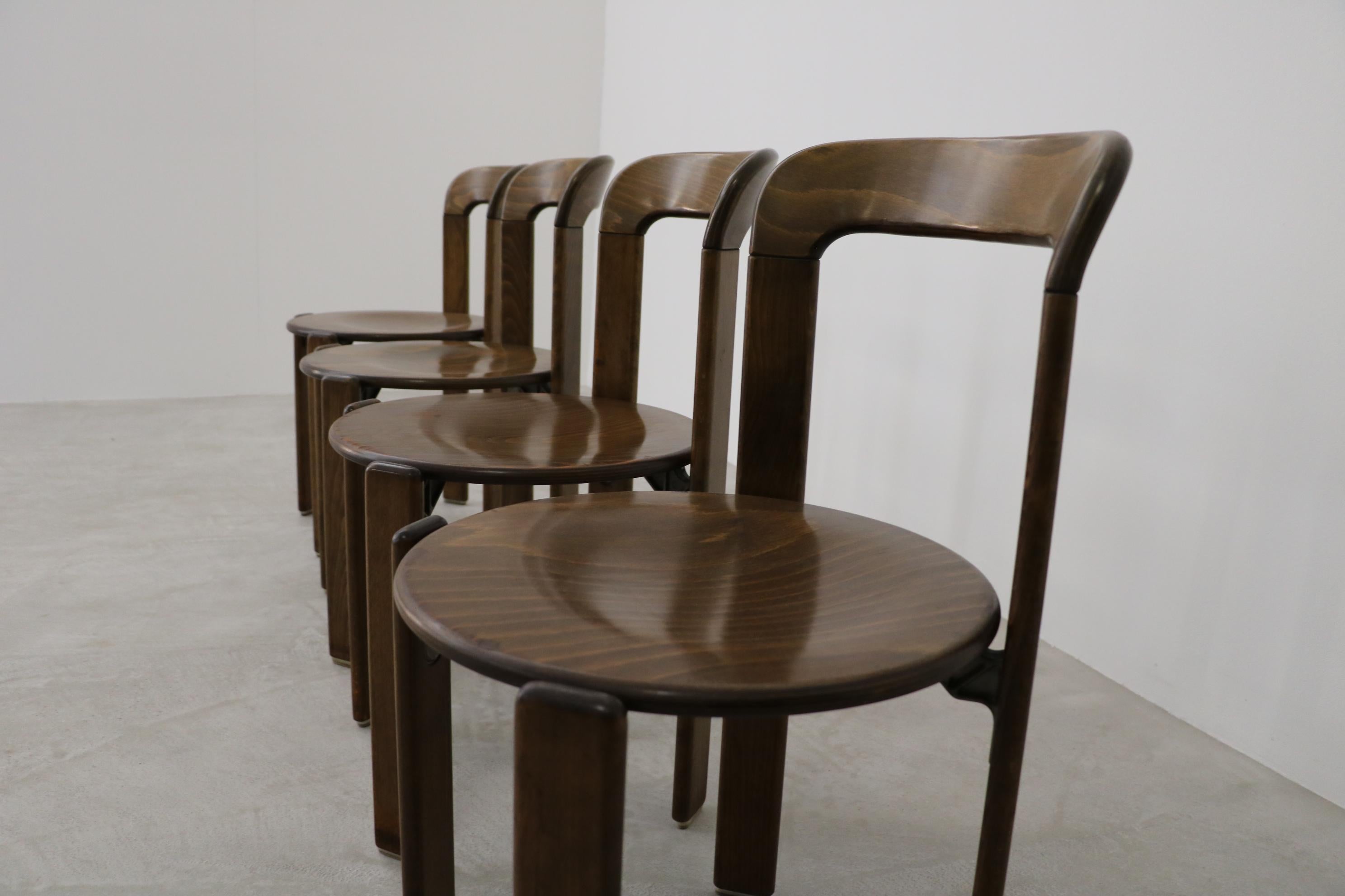 Stacking Chair Bruno Rey for Dietiker/Kusch & Co in Wood, 1970s 4