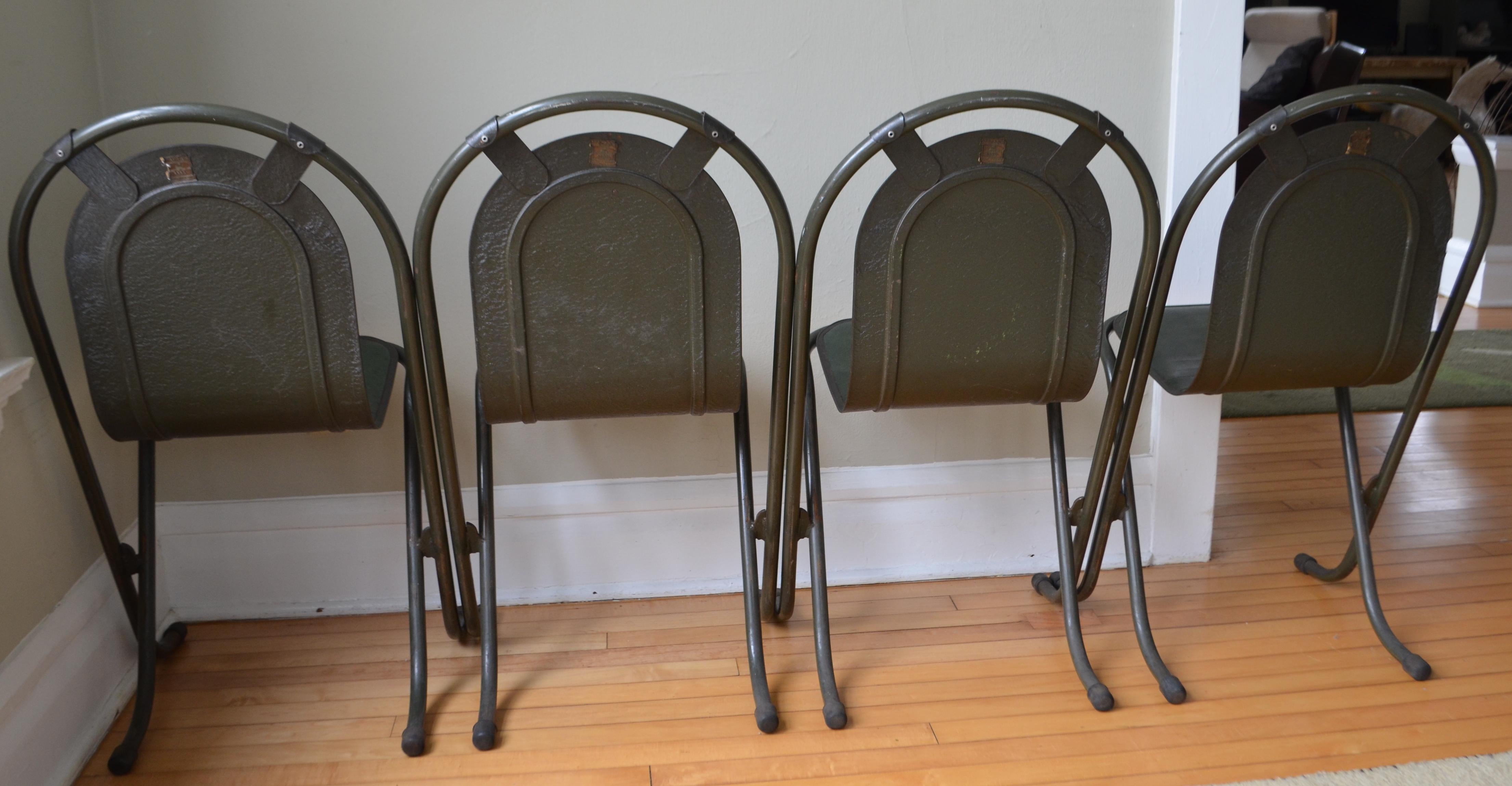 Stacking Chairs by Sebel, Pressed Metal Seat on Tubular Frame, Set of 4 For Sale 2