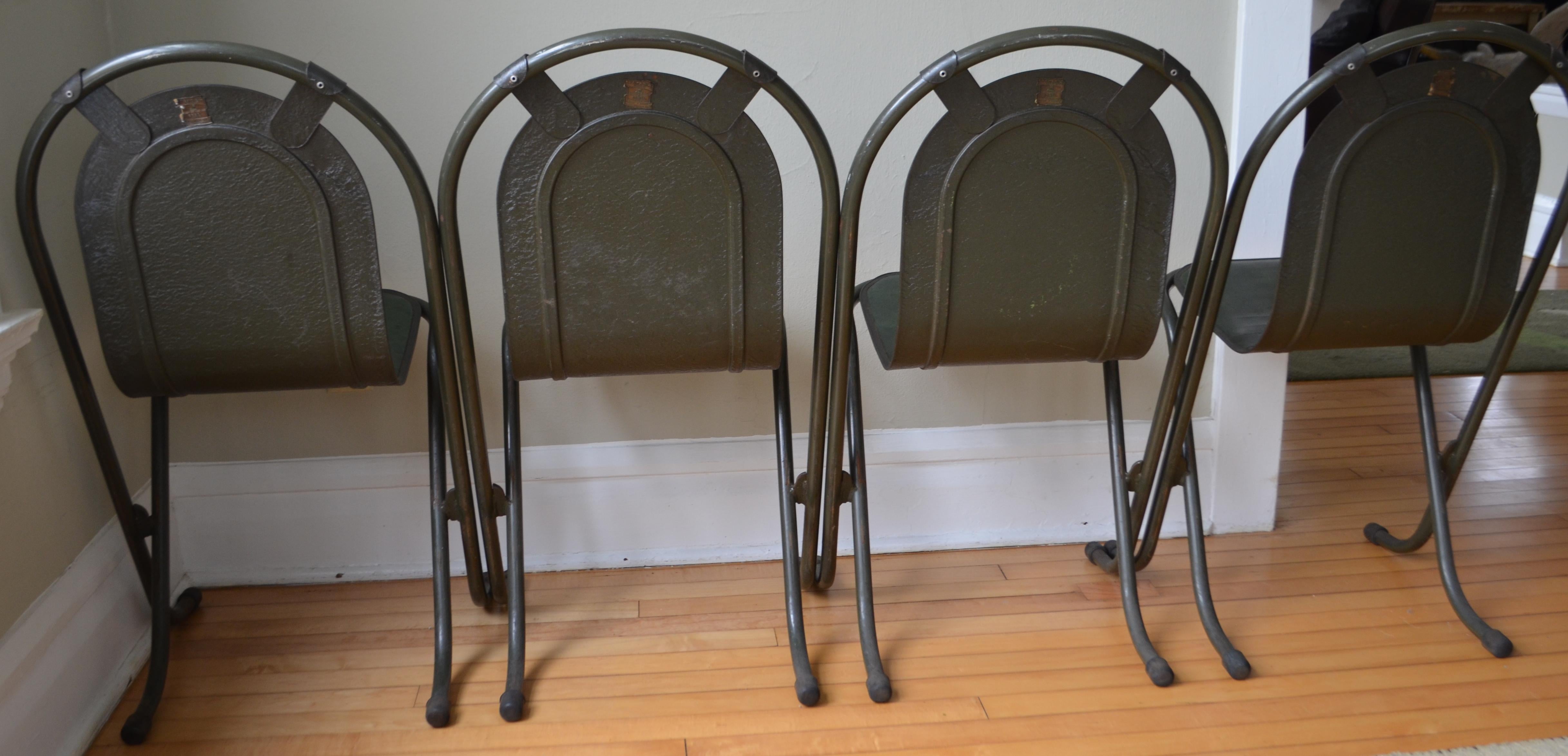 Stacking Chairs by Sebel, Pressed Metal Seat on Tubular Frame, Set of 4 For Sale 3