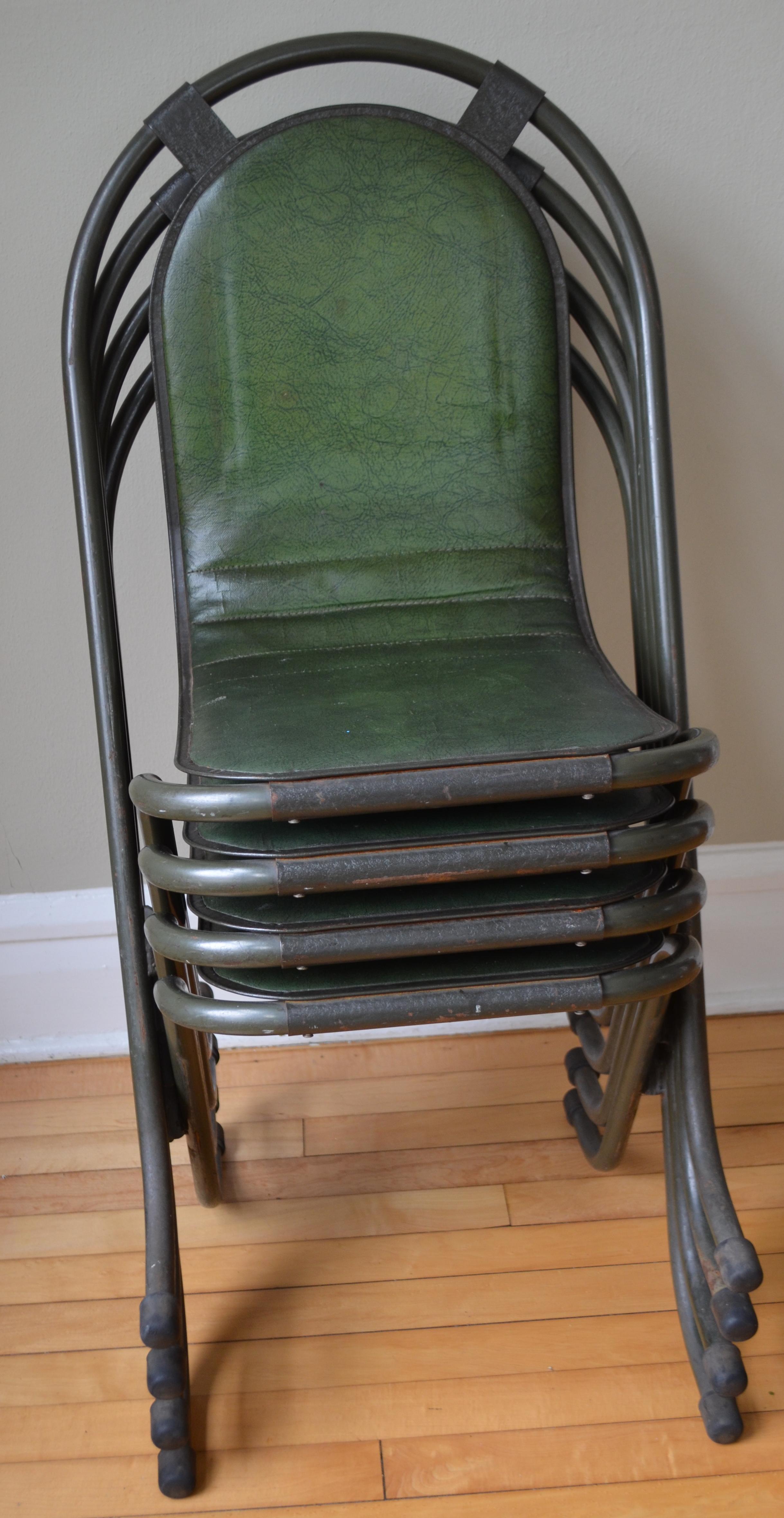 Stacking Chairs by Sebel, Pressed Metal Seat on Tubular Frame, Set of 4 For Sale 10