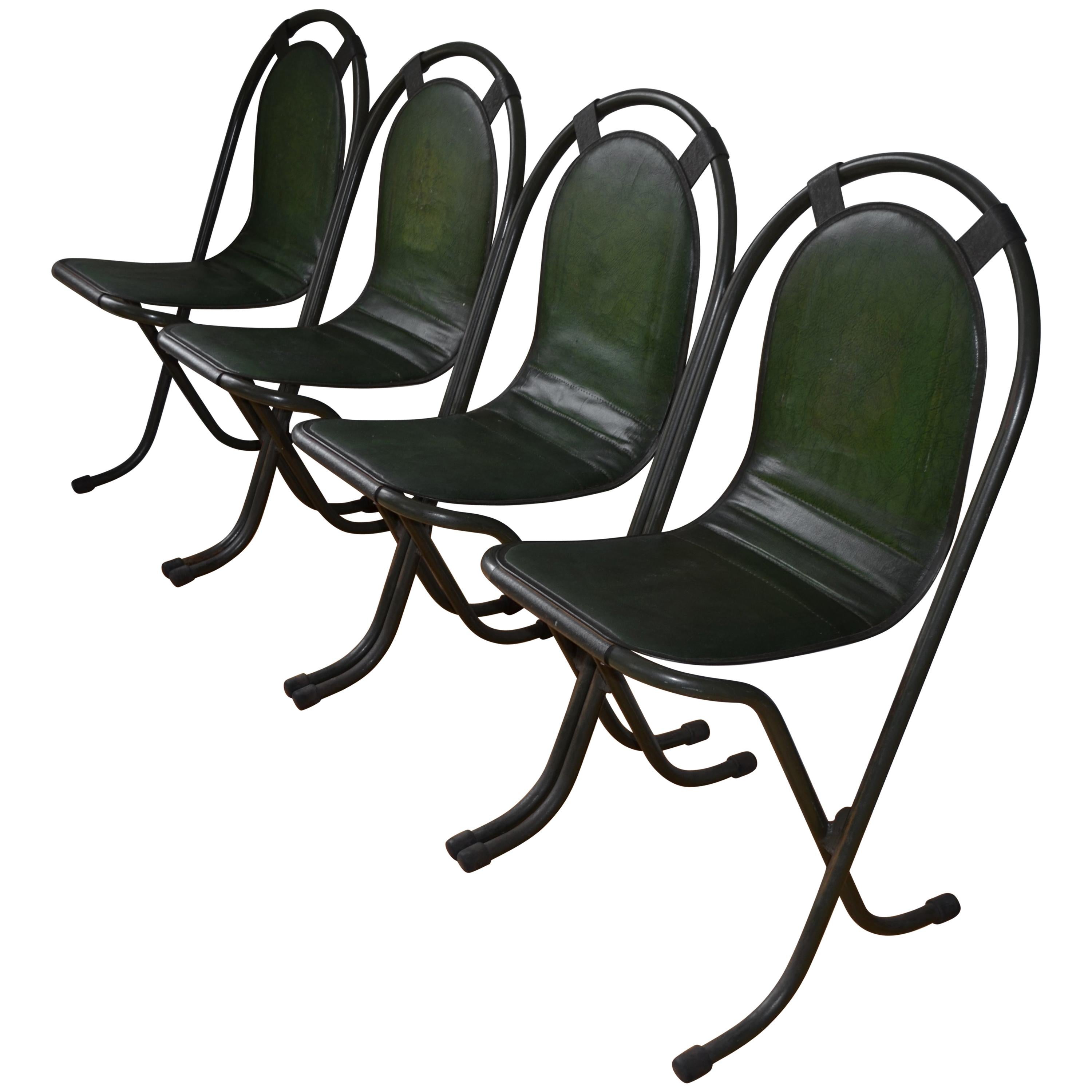 Stacking Chairs by Sebel, Pressed Metal Seat on Tubular Frame, Set of 4 For Sale