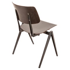 Stacking Chairs S21 Galvanitas, Minimalistic Plywood Black- Grey Metal Chairs