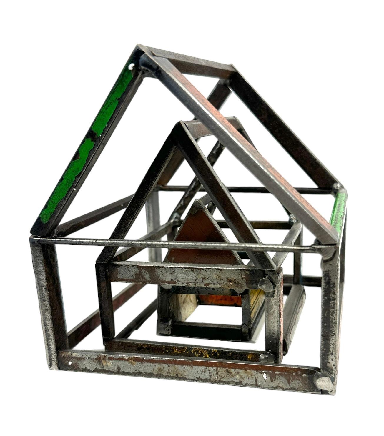 Stacking House Structure, Welded Steel Decorative Object Made w/ Salvaged Steel In New Condition In Chicago, IL