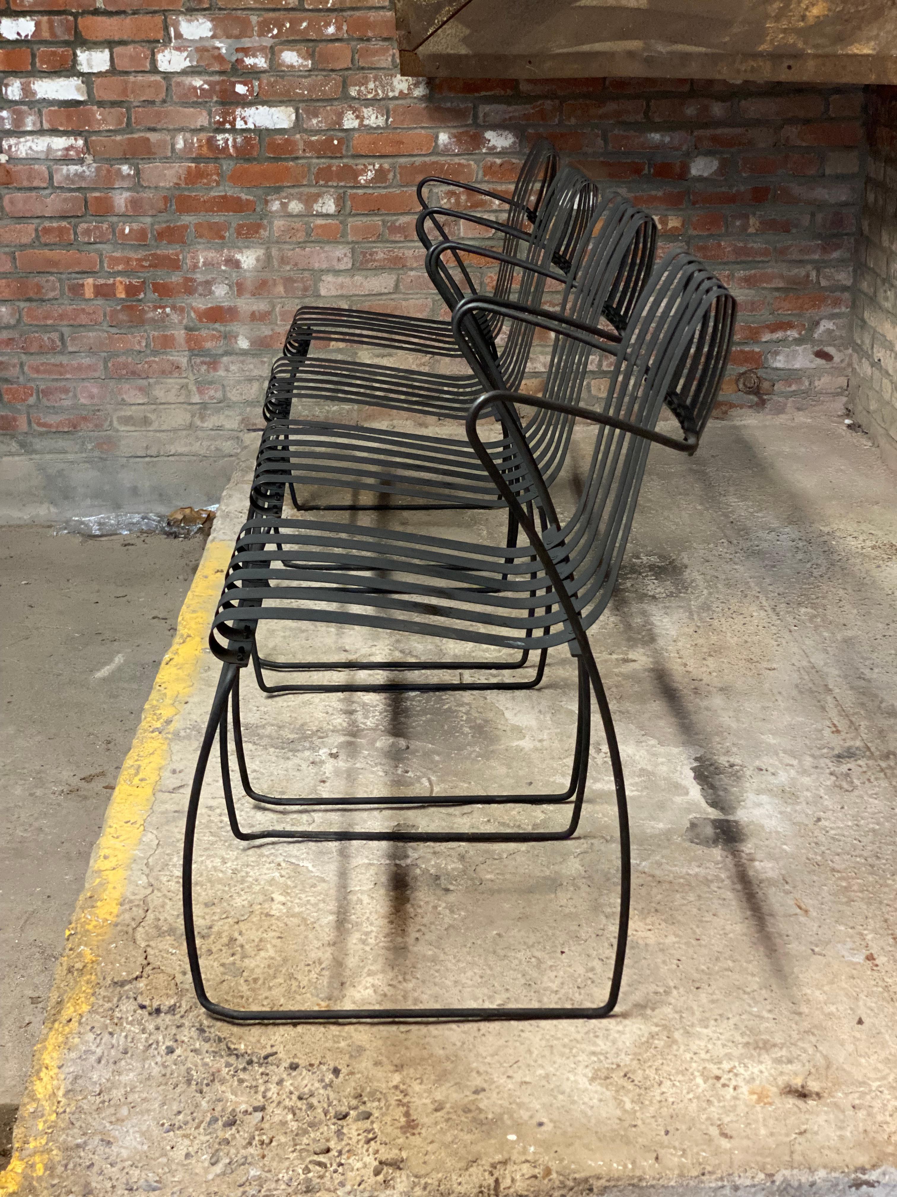 Stacking Metal Chairs in The Manner of Nanna and Jorgen Ditzel, Set of Four In Good Condition For Sale In Garnerville, NY