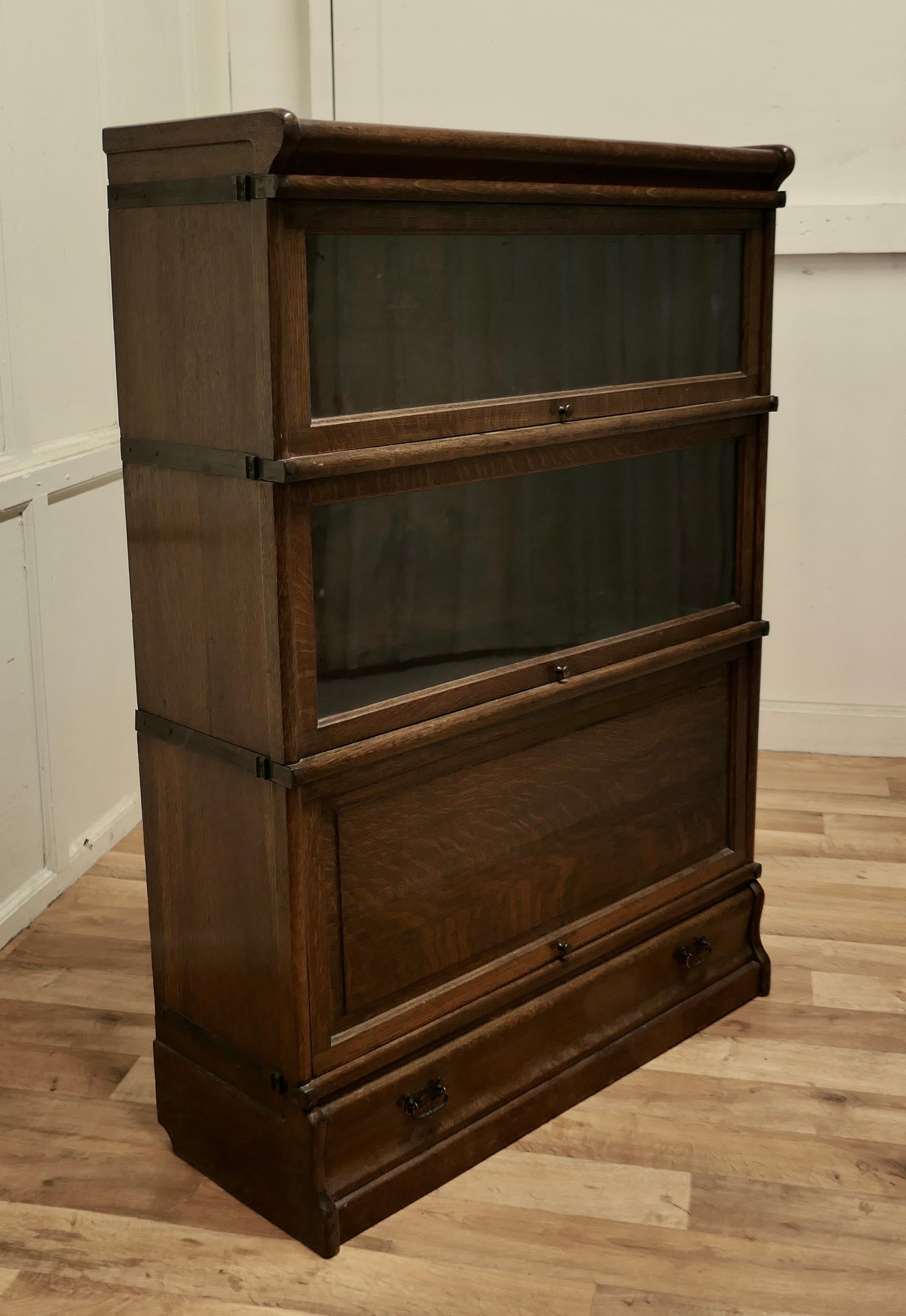 Art Deco Stacking Oak Globe Wernicke Barristers Bookcase or Filing Cabinet