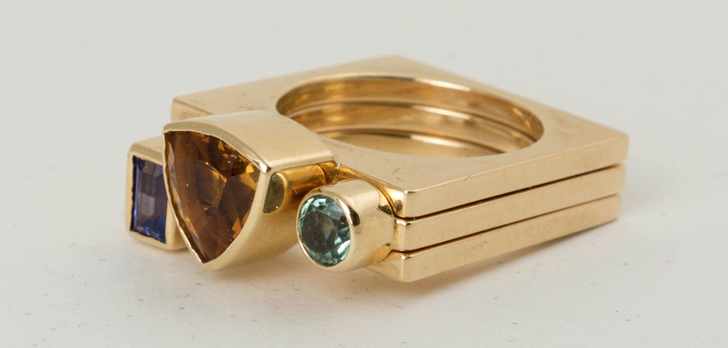 Square Stackable Rings Lee Marraccini Square Stacking Rings in 14 Karat Gold, Set of Three at ...