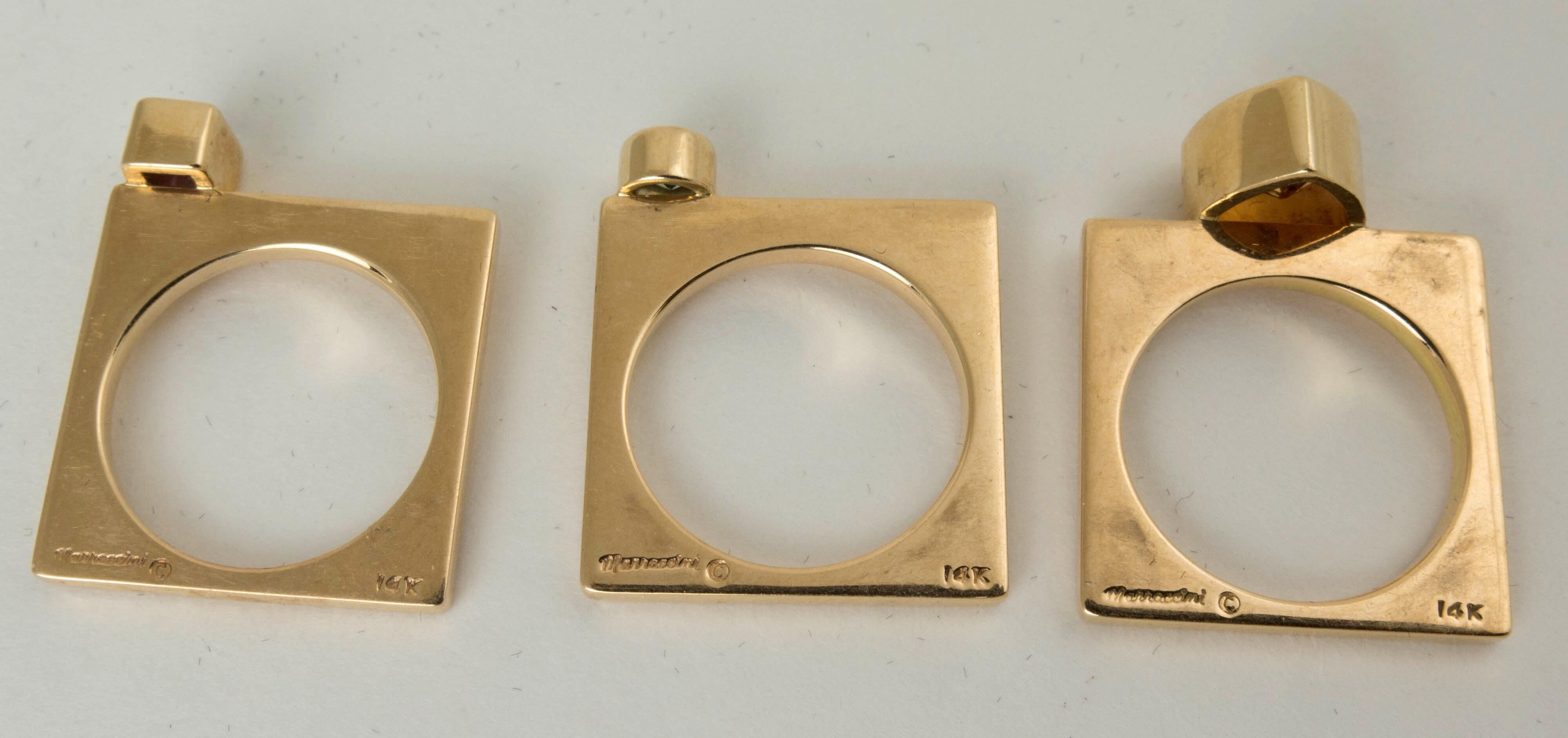 Lee Marraccini Square Stacking Rings in 14 Karat Gold, Set of Three at ...