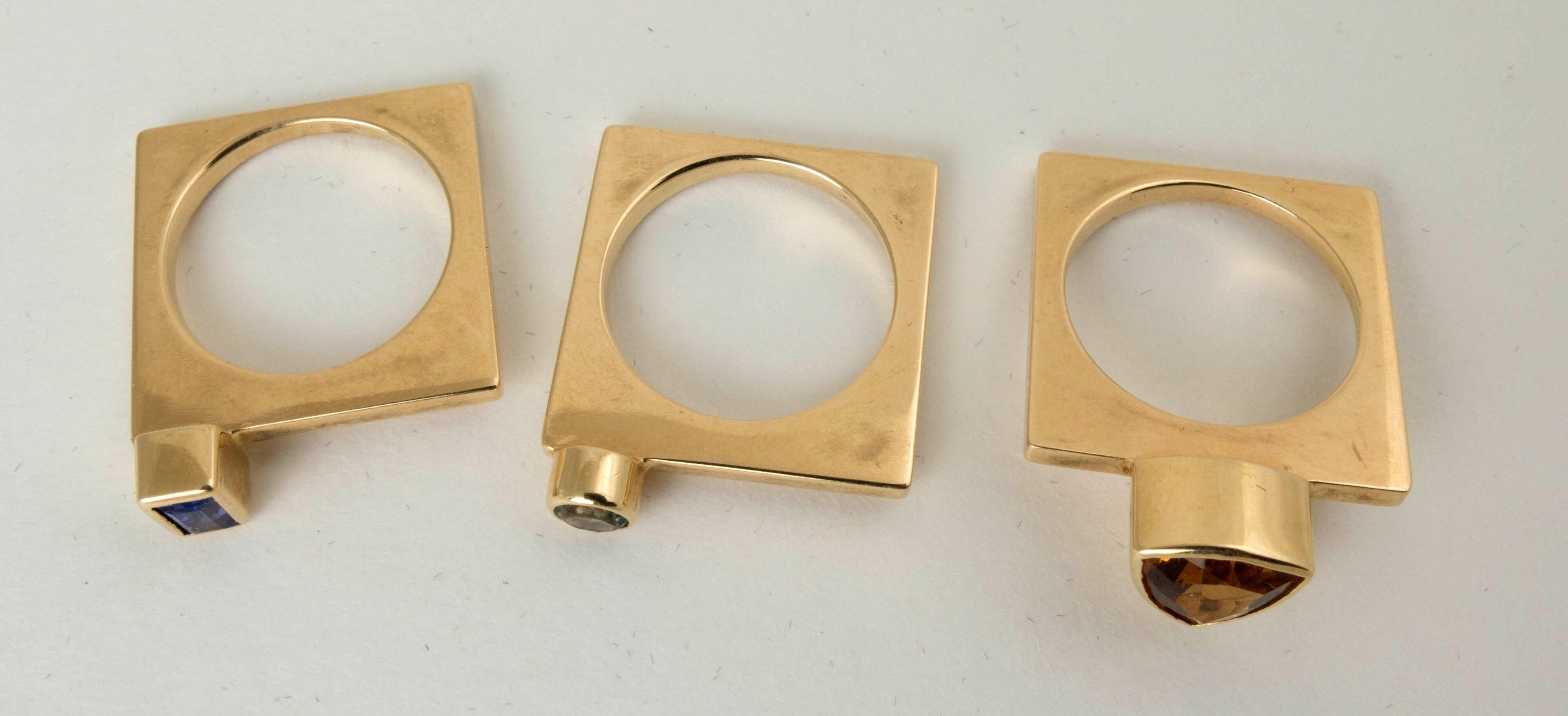 Lee Marraccini Square Stacking Rings in 14 Karat Gold, Set of Three at ...