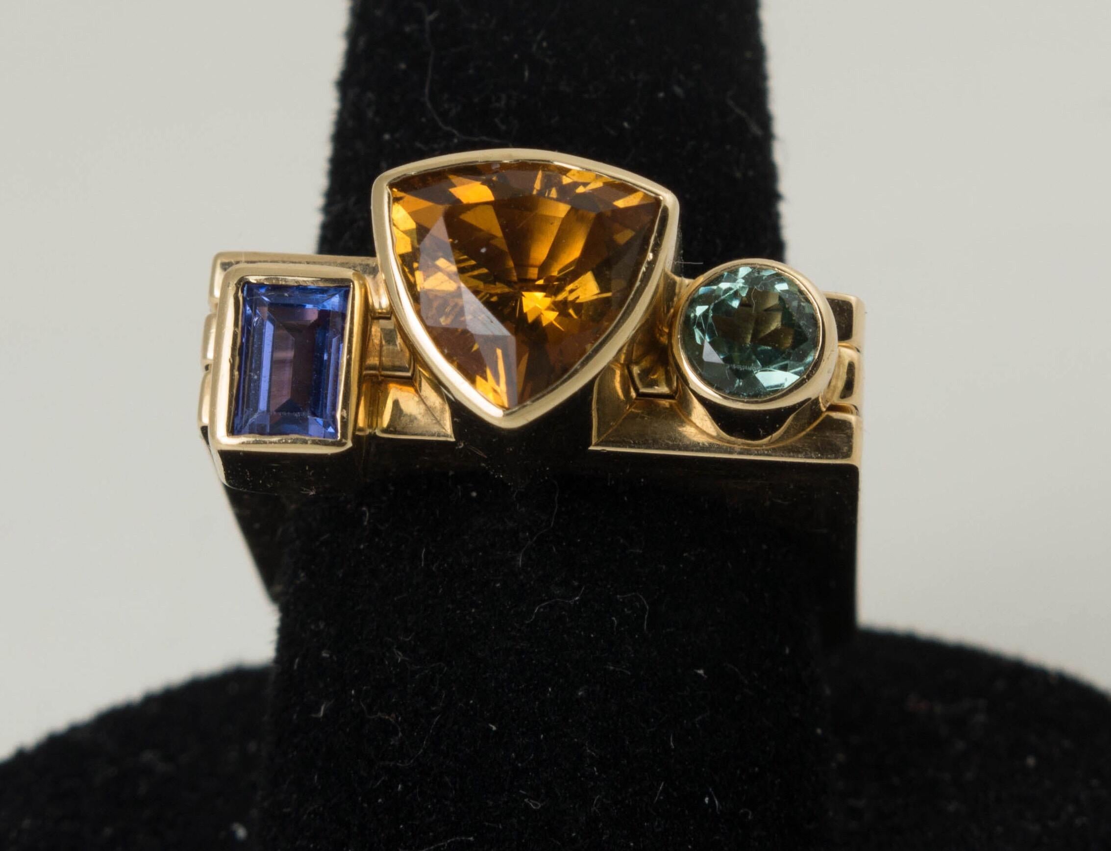 Lee Marraccini Square Stacking Rings in 14 Karat Gold, Set of Three at ...