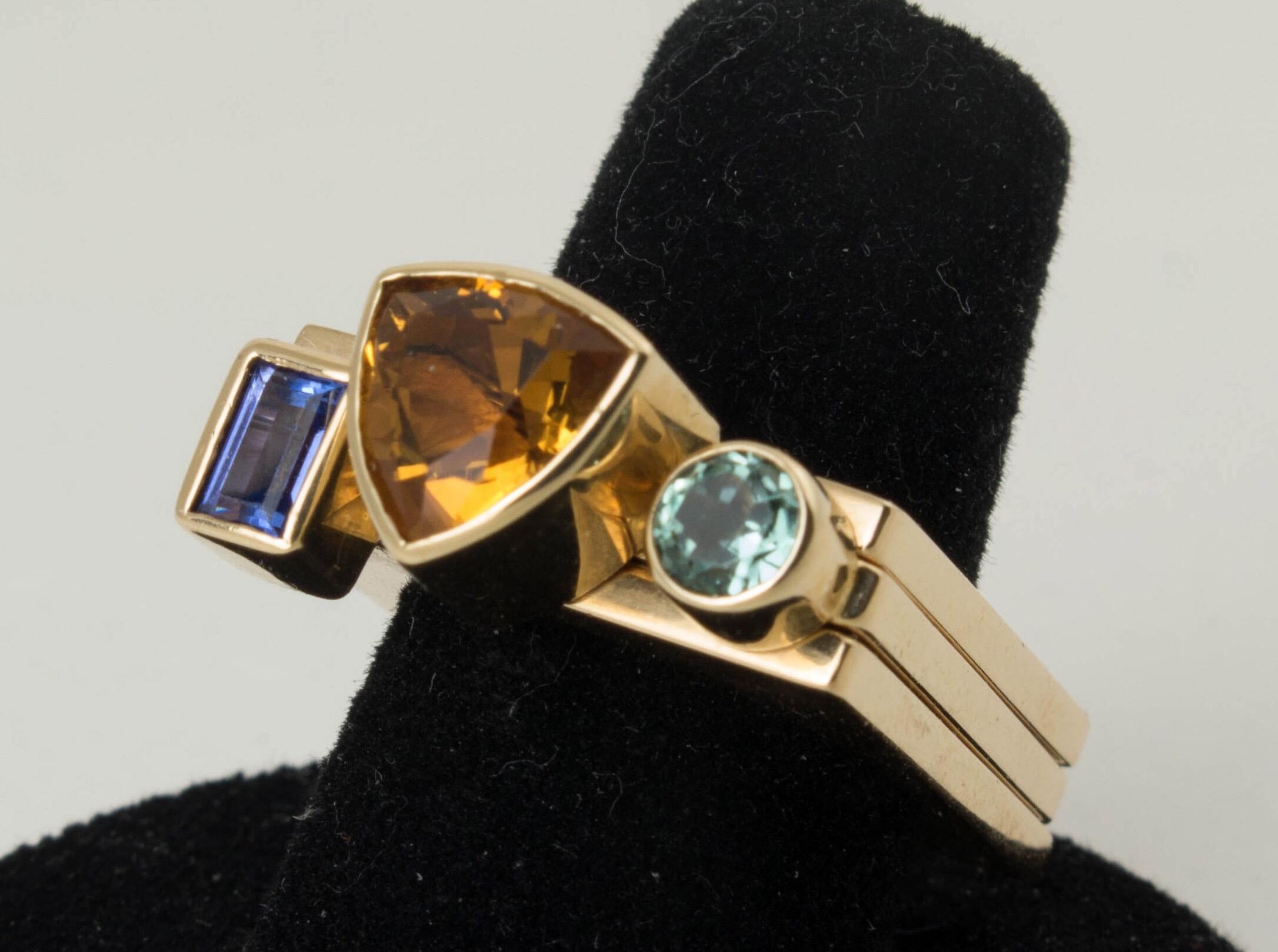 Lee Marraccini Square Stacking Rings in 14 Karat Gold, Set of Three at ...