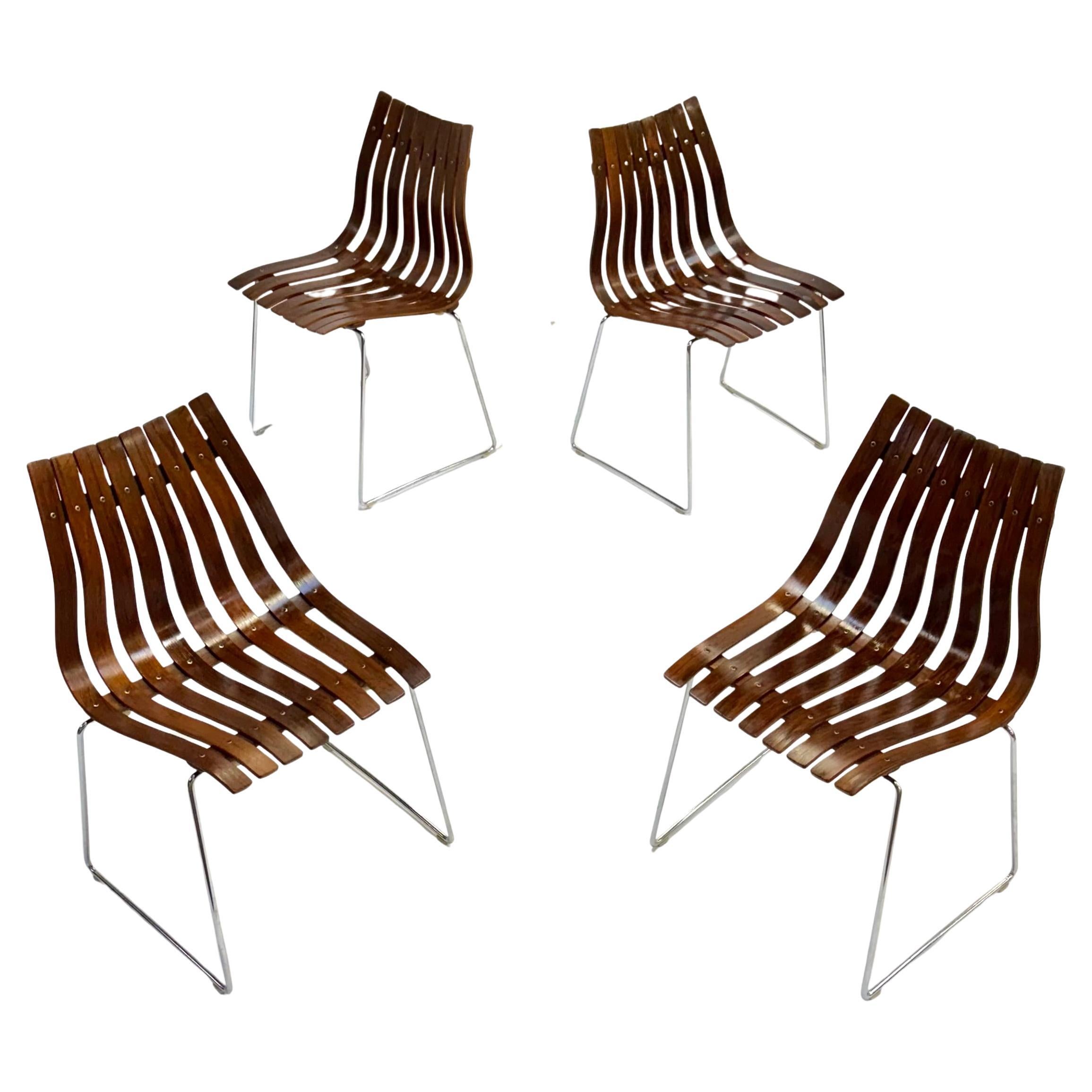 Stacking Rosewood Hans Brattrud of Norway Dining Chairs circa 1960s For Sale