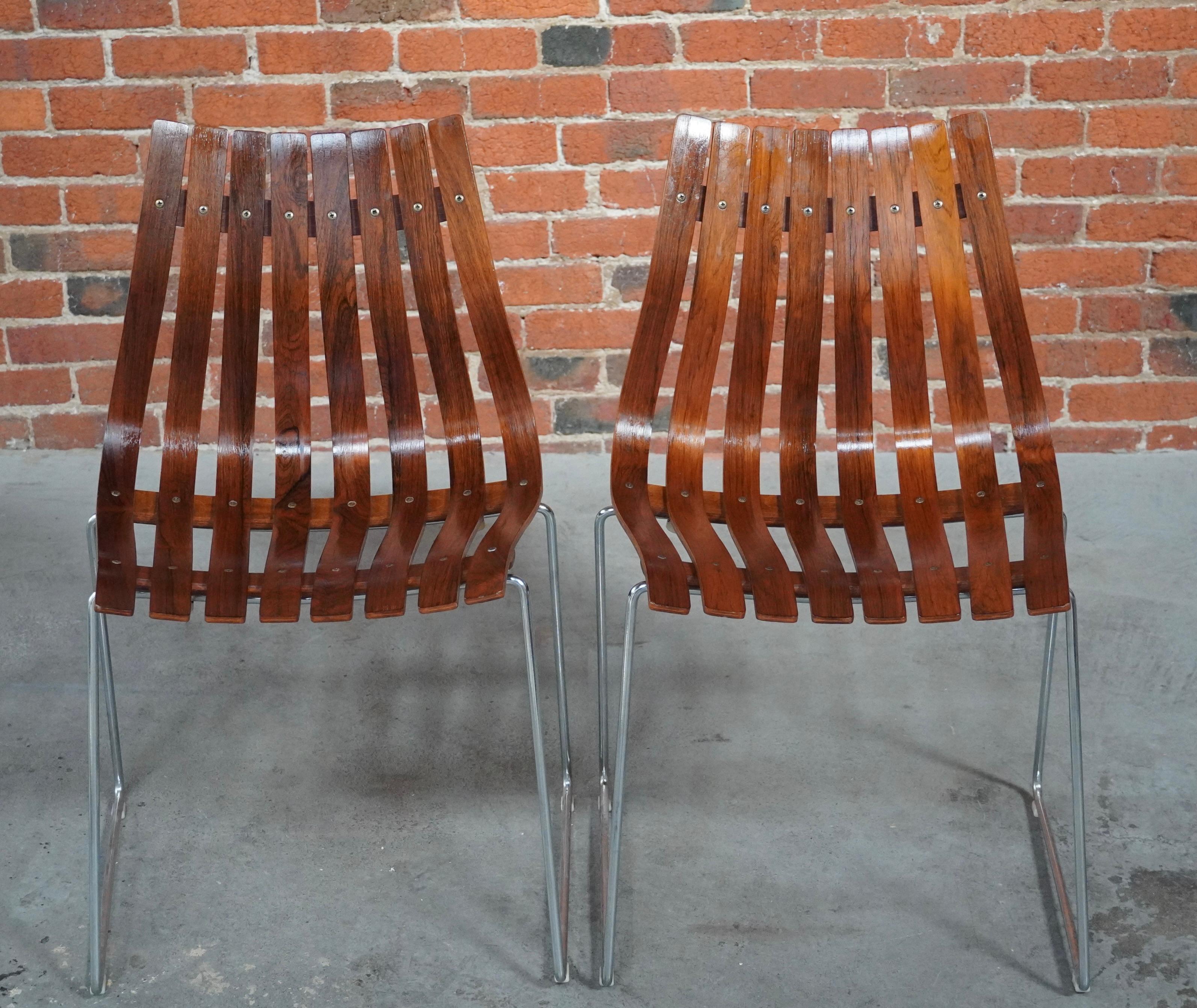Chaises de salle à manger empilables en palissandre de Hans Brattrud de Norvège 4