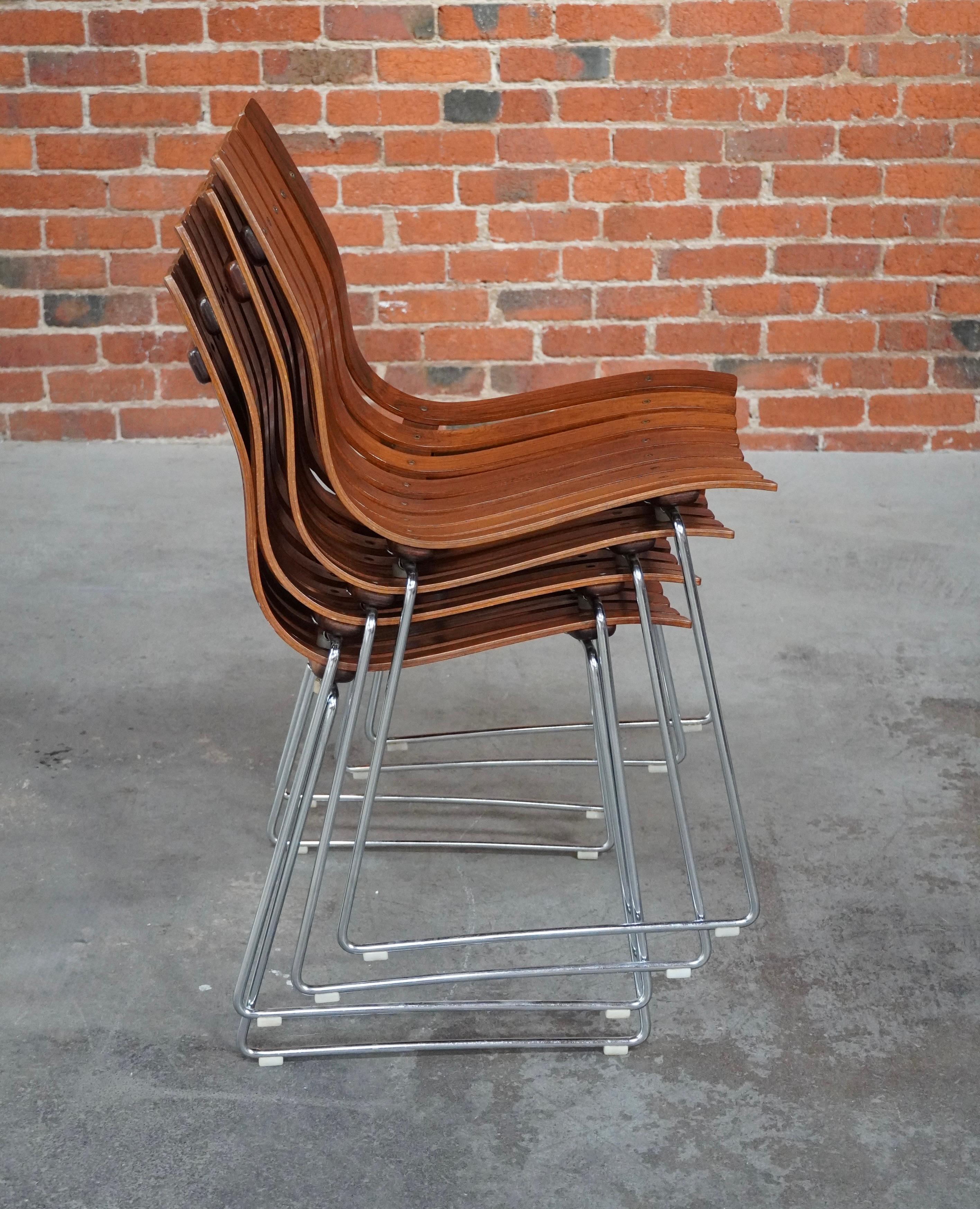 Chaises de salle à manger empilables en palissandre de Hans Brattrud de Norvège 7