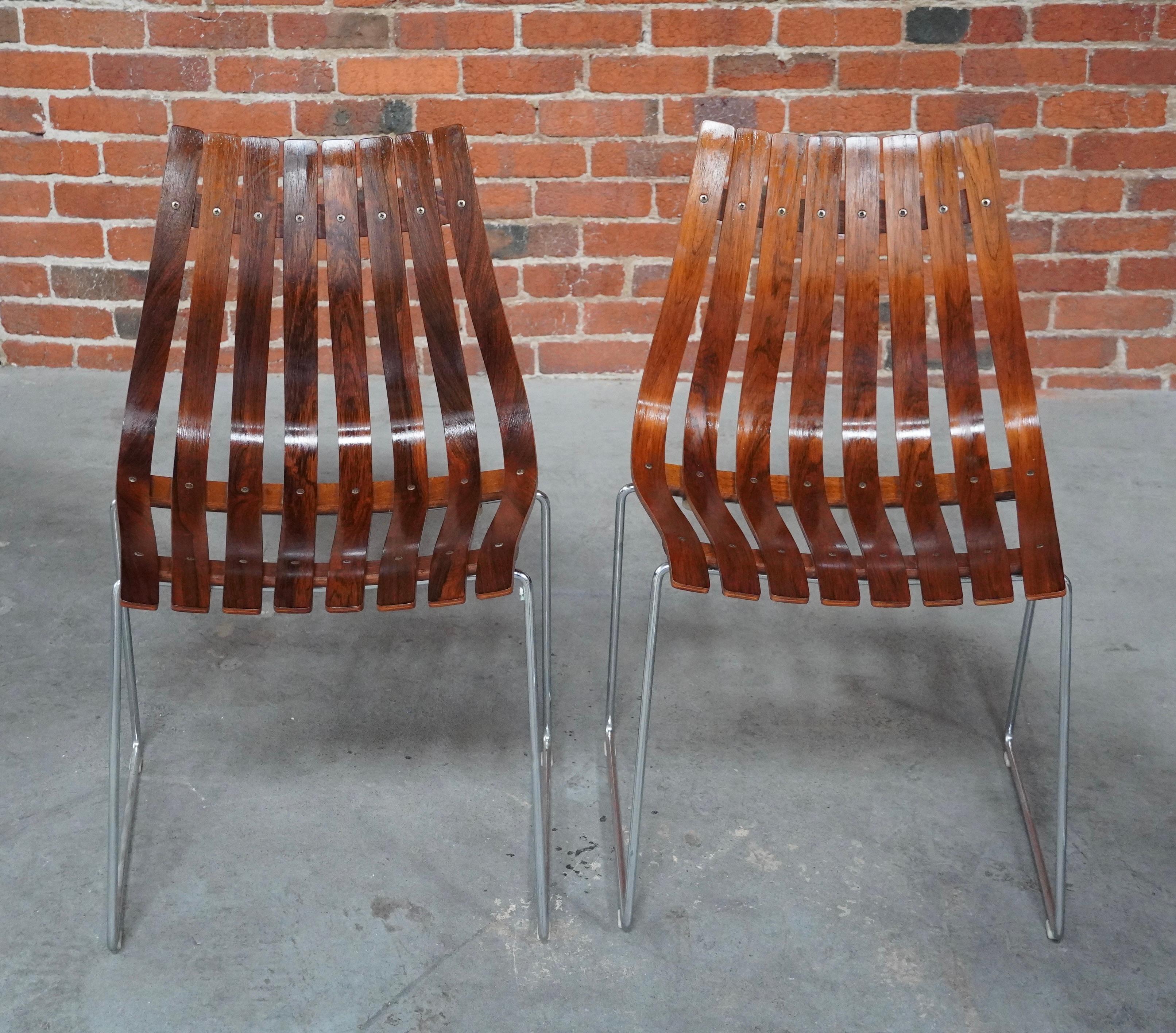 Norvégien Chaises de salle à manger empilables en palissandre de Hans Brattrud de Norvège