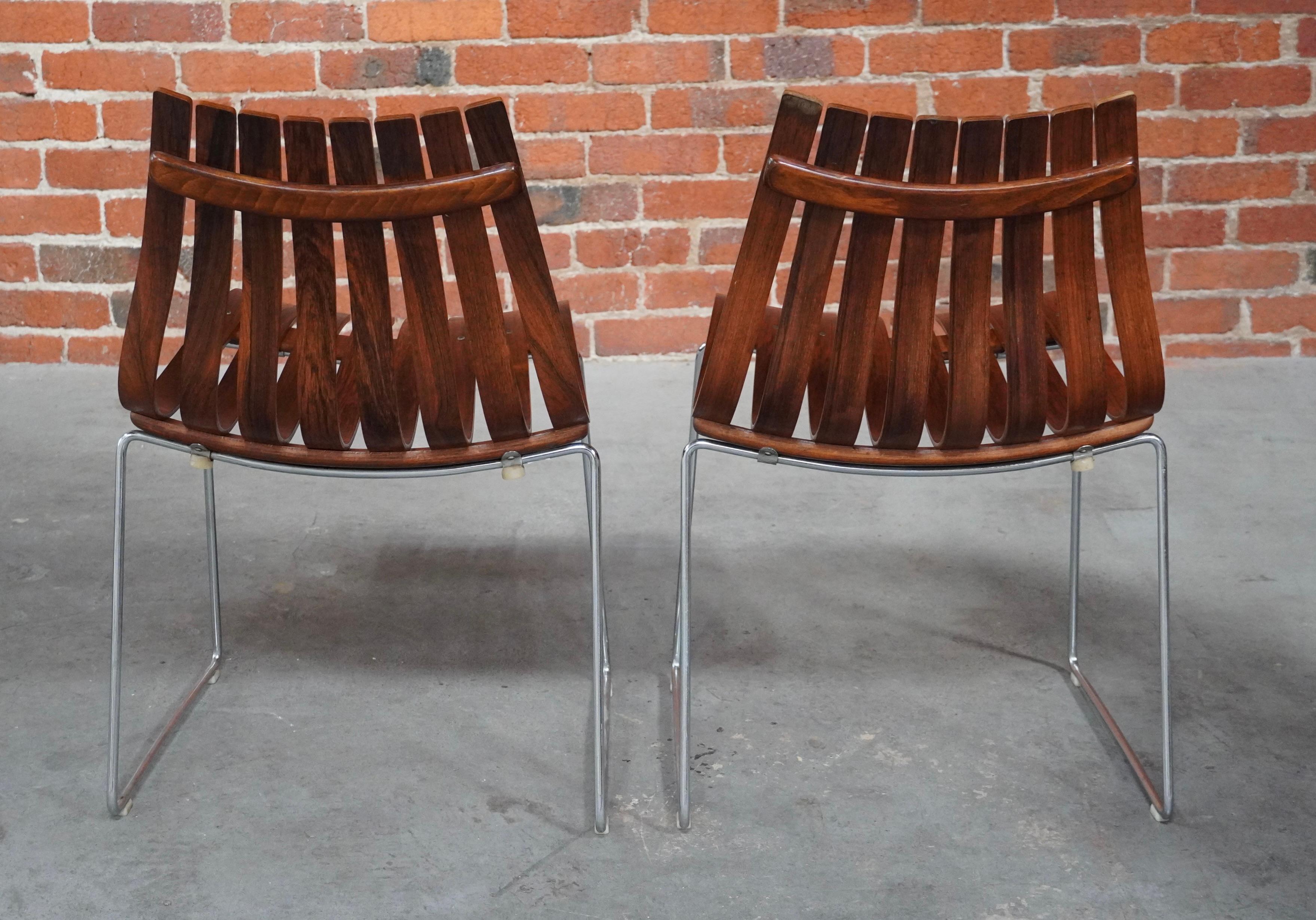 Milieu du XXe siècle Chaises de salle à manger empilables en palissandre de Hans Brattrud de Norvège