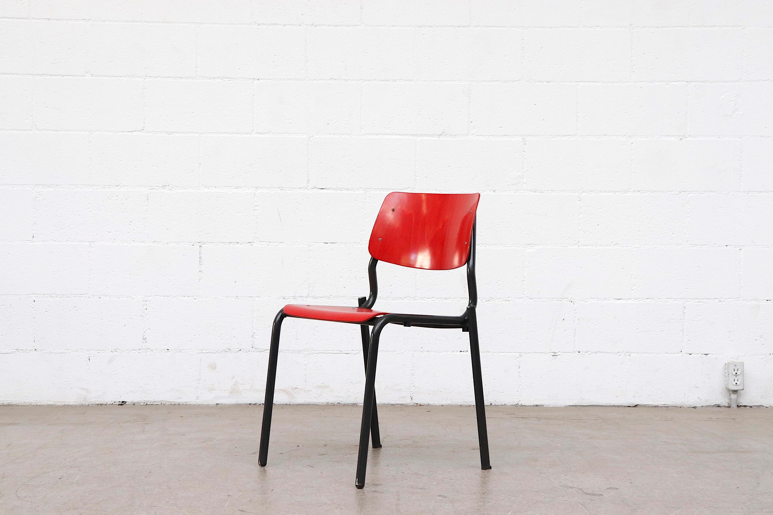 Stacking School or Restaurant Chairs with Multicolored Seats at 1stDibs