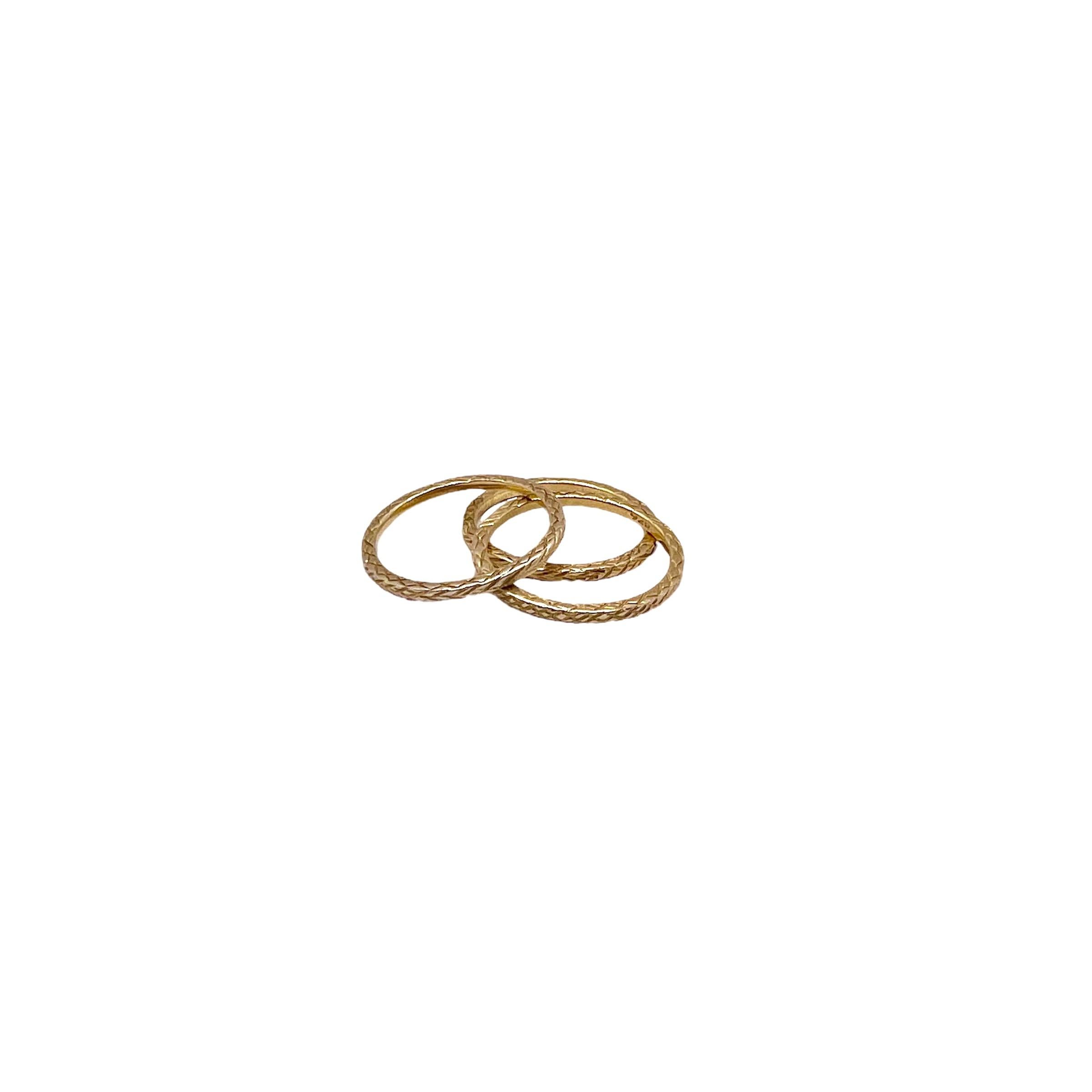 For Sale:  Stacking Textured Band Ring in 14k Yellow Gold 2